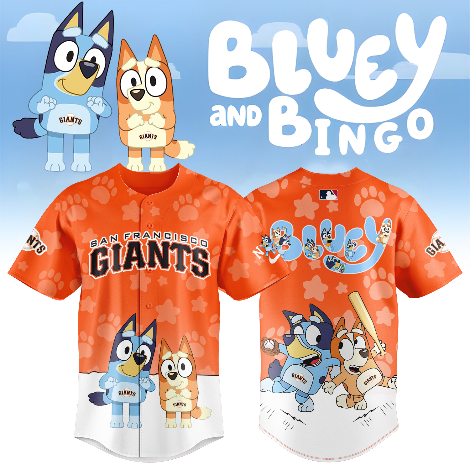 San Francisco Giants x Bluey and Bingo Baseball Jersey For Sport Teams Fans