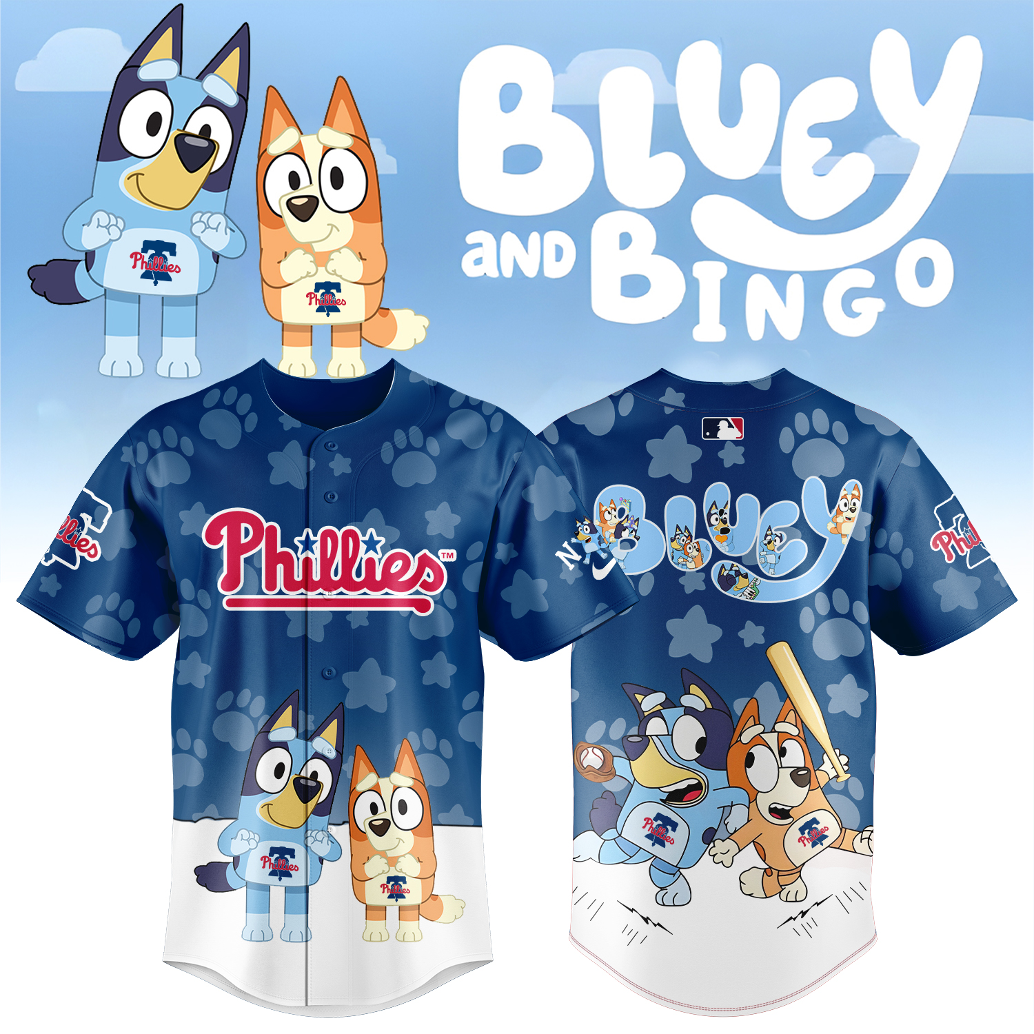 Philadelphia Phillies x Bluey and Bingo Baseball Jersey For Sport Teams Fans