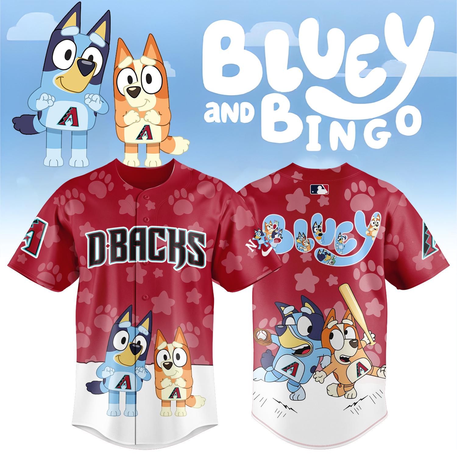 Arizona Diamondbacks x Bluey and Bingo Baseball Jersey For Sport Teams Fans