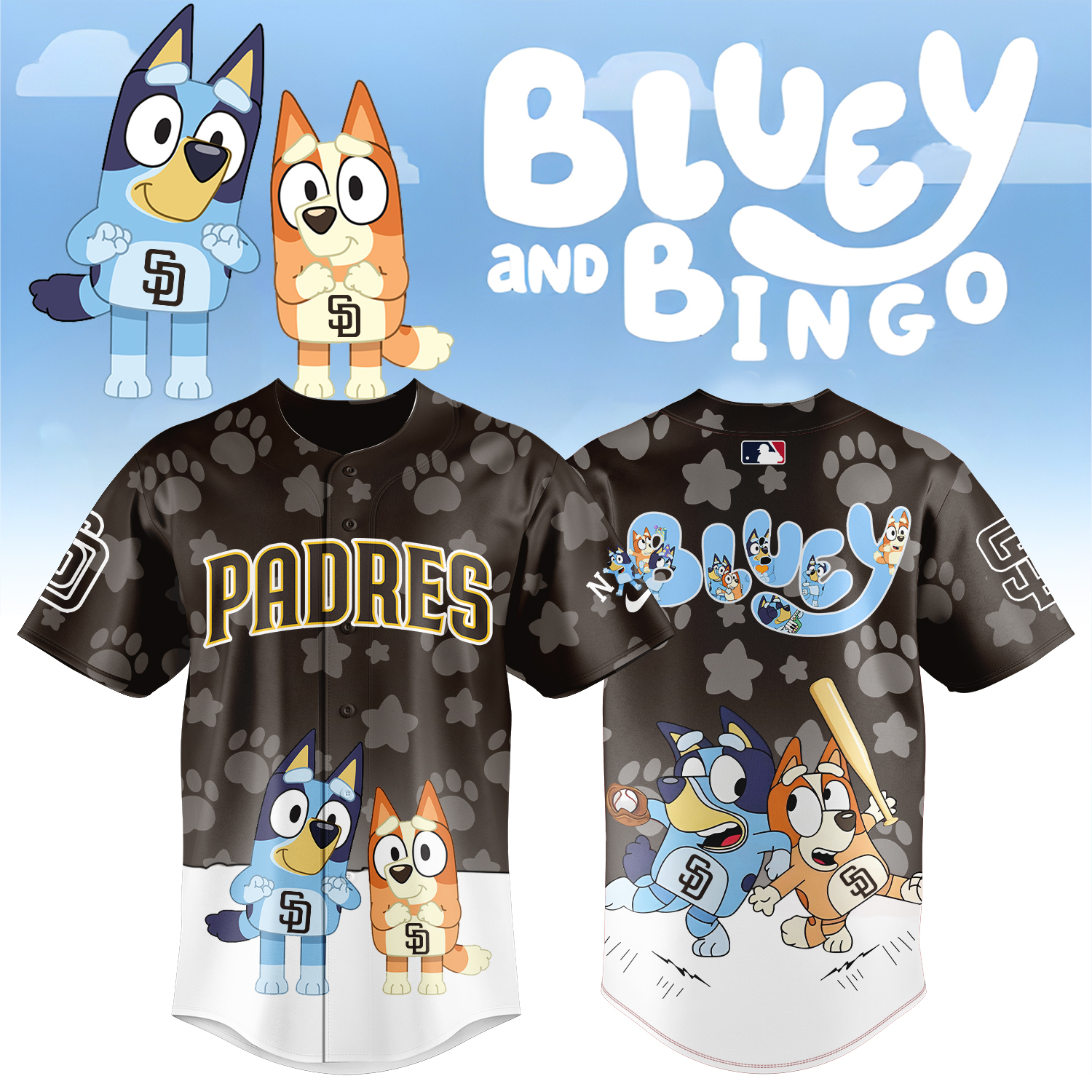San Diego Padres x Bluey and Bingo Baseball Jersey For Sport Teams Fans