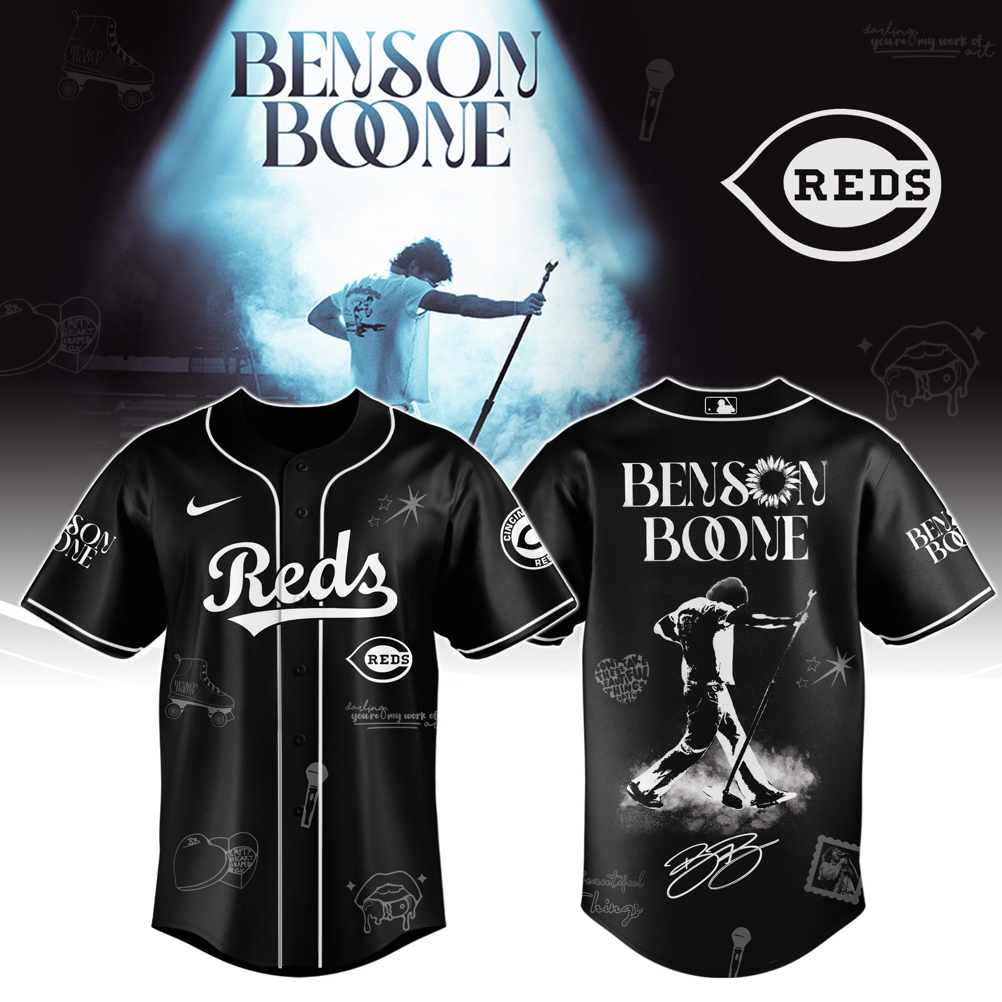 Cincinnati Reds x Benson Boone American Heart World Tour Baseball Jersey For Sport Teams Fans