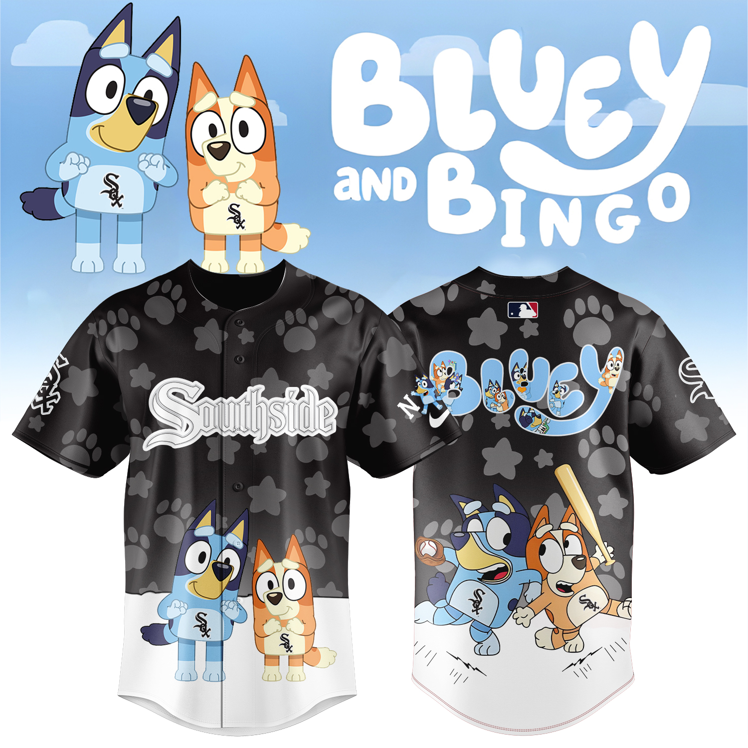 Chicago White Sox x Bluey and Bingo Baseball Jersey For Sport Teams Fans