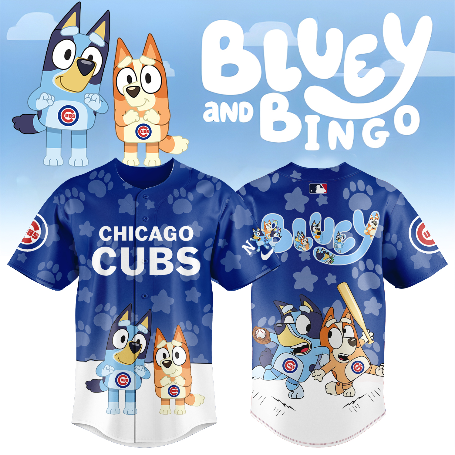 Chicago Cubs x Bluey and Bingo Baseball Jersey For Sport Teams Fans
