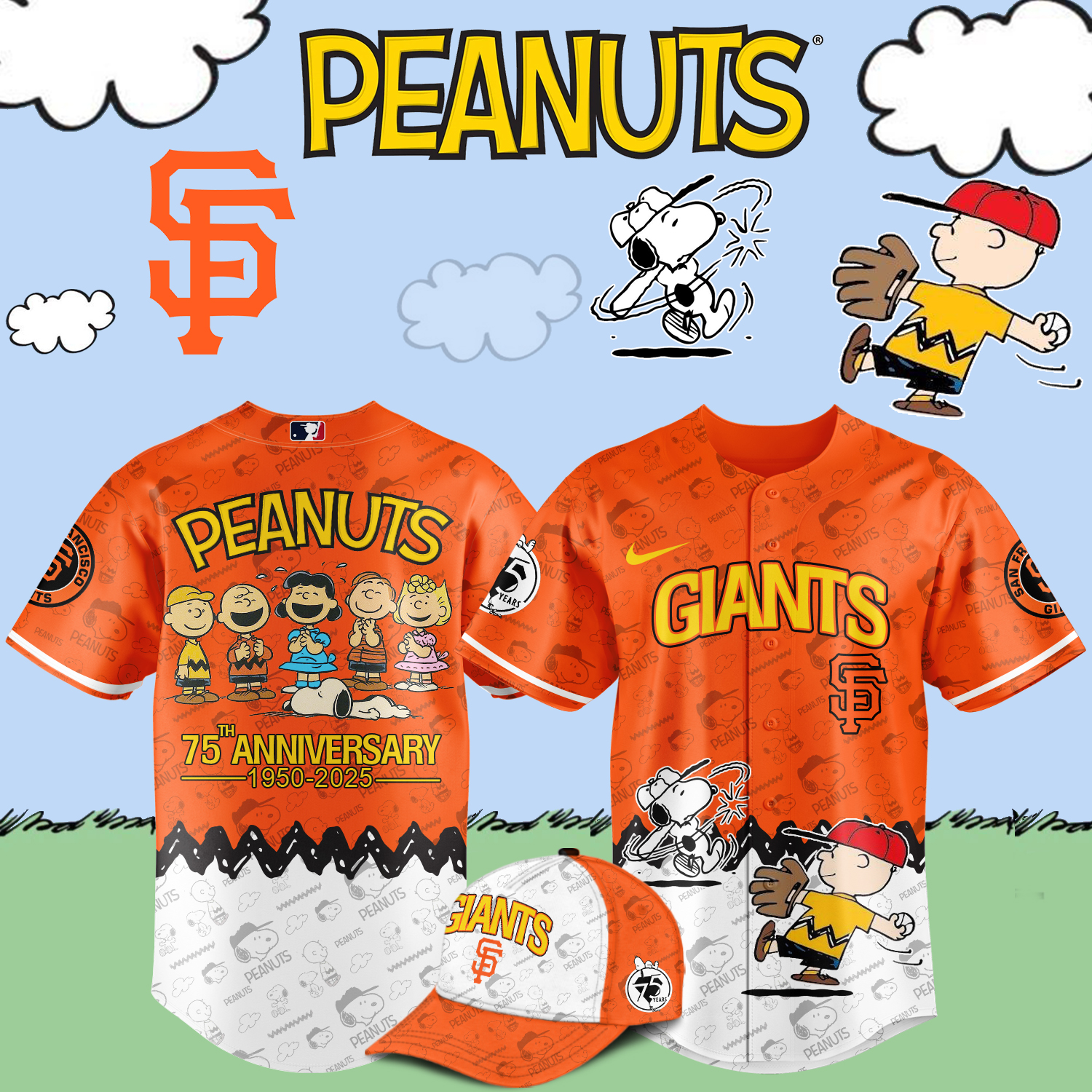 San Francisco Giants x Snoopy Peanuts Baseball Jersey For Sport Teams Fans