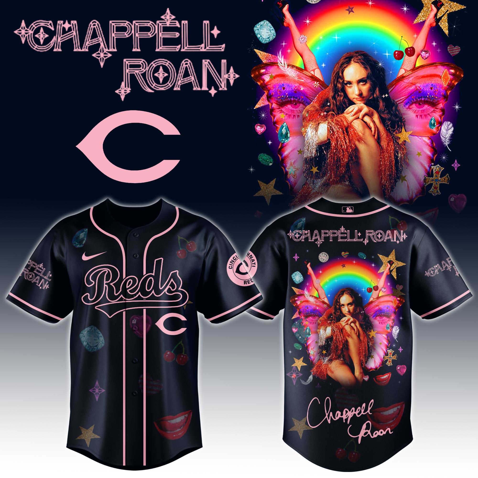 Cincinnati Reds x Chappell Roan Visions of Damsels and Other Dangerous Things Tour Baseball Jersey For Sport Teams Fans