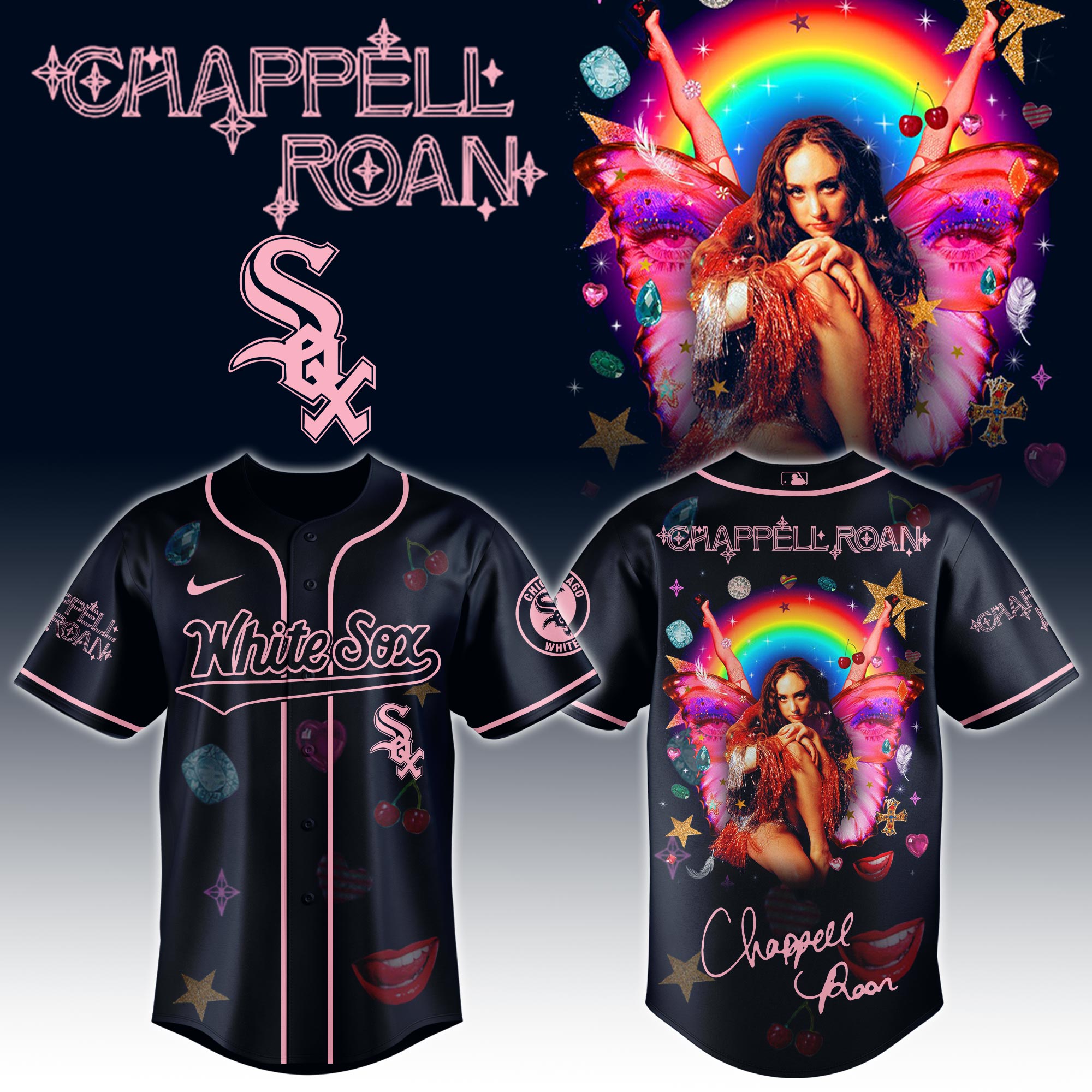 Chicago White Sox x Chappell Roan Visions of Damsels and Other Dangerous Things Tour Baseball Jersey For Sport Teams Fans