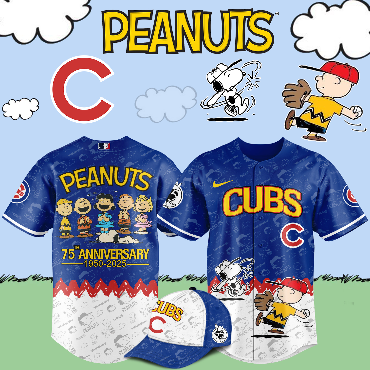 Chicago Cubs x Snoopy Peanuts Baseball Jersey For Sport Teams Fans