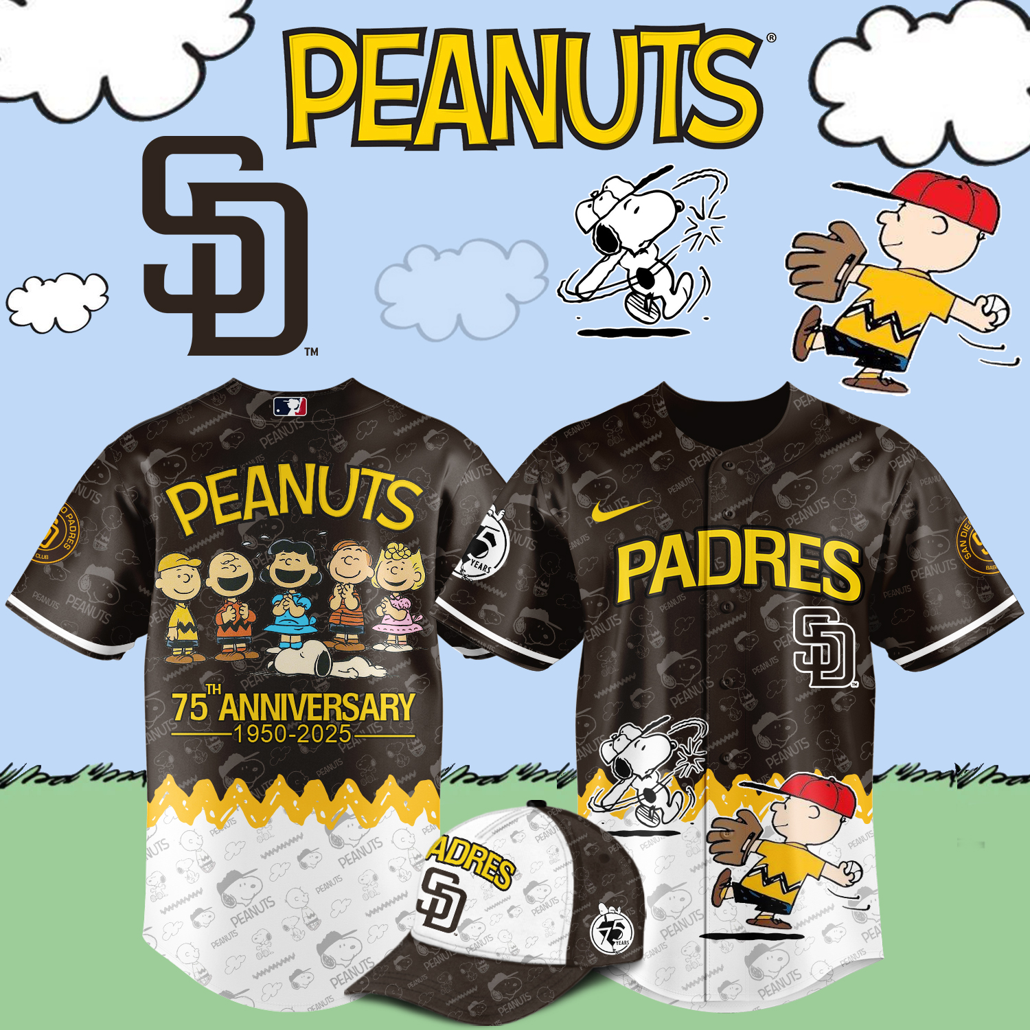 San Diego Padres x Snoopy Peanuts Baseball Jersey For Sport Teams Fans