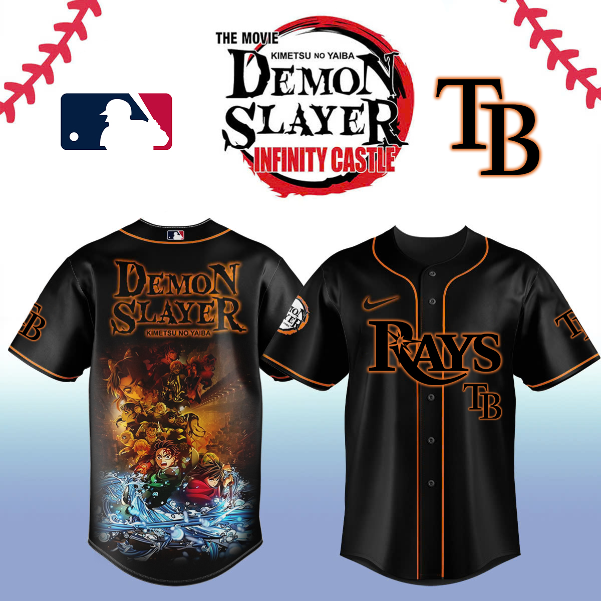 Tampa Bay Rays x Demon Slayer Baseball Jersey For Sport Teams Fans
