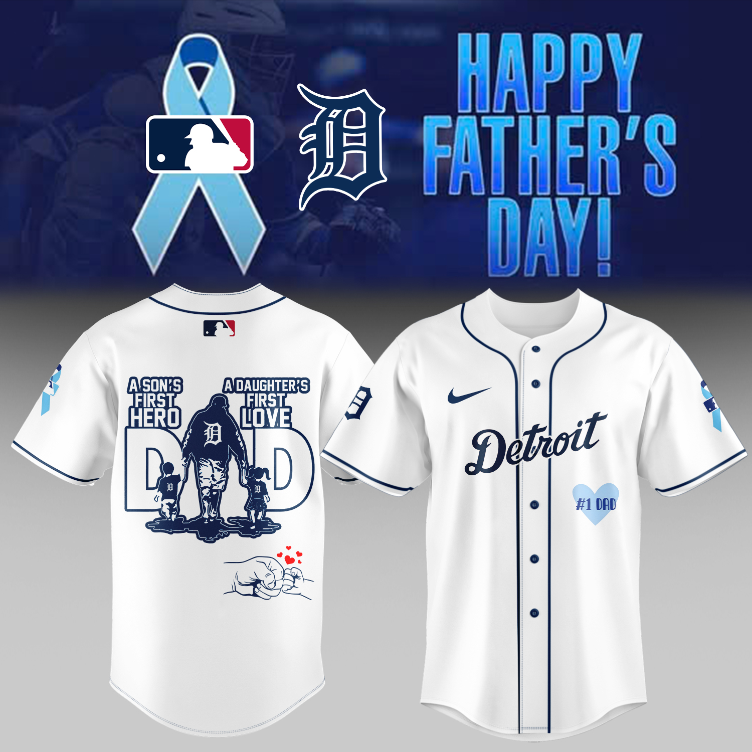Detroit Tigers x Happy Fathers Day Baseball Jersey For Sport Teams Fans