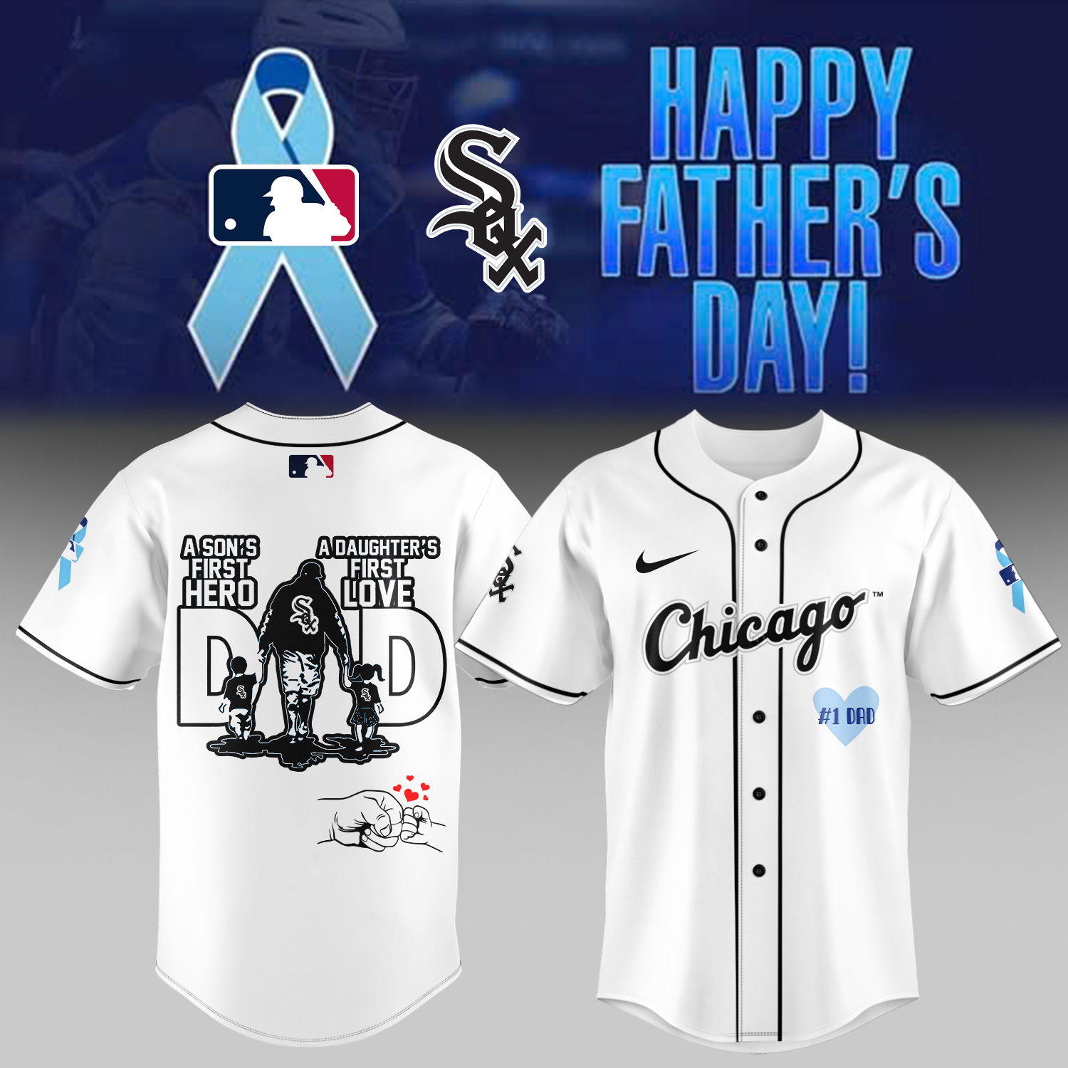Chicago White Sox x Happy Fathers Day Baseball Jersey For Sport Teams Fans