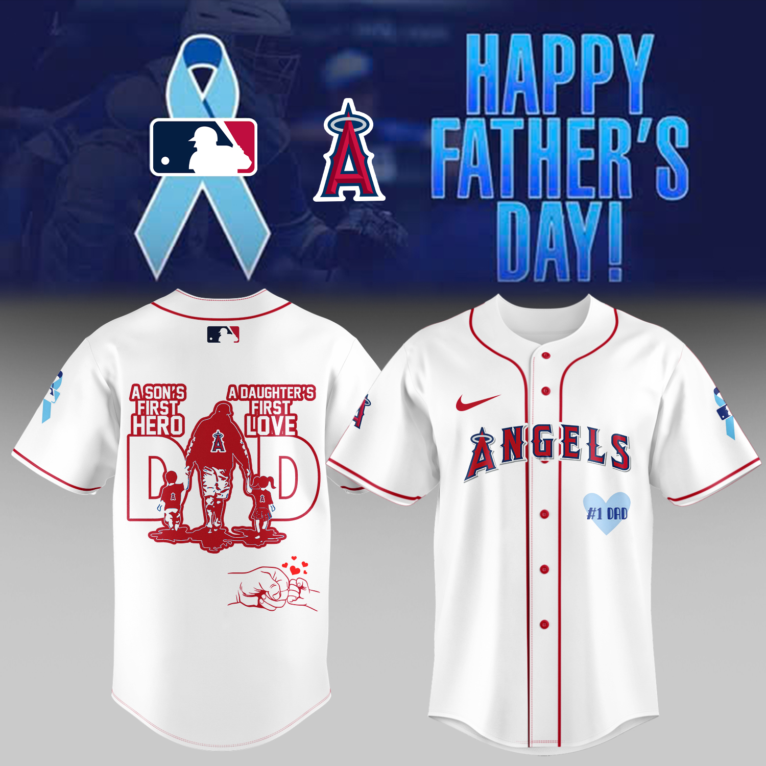 Los Angeles Angels x Happy Fathers Day Baseball Jersey For Sport Teams Fans