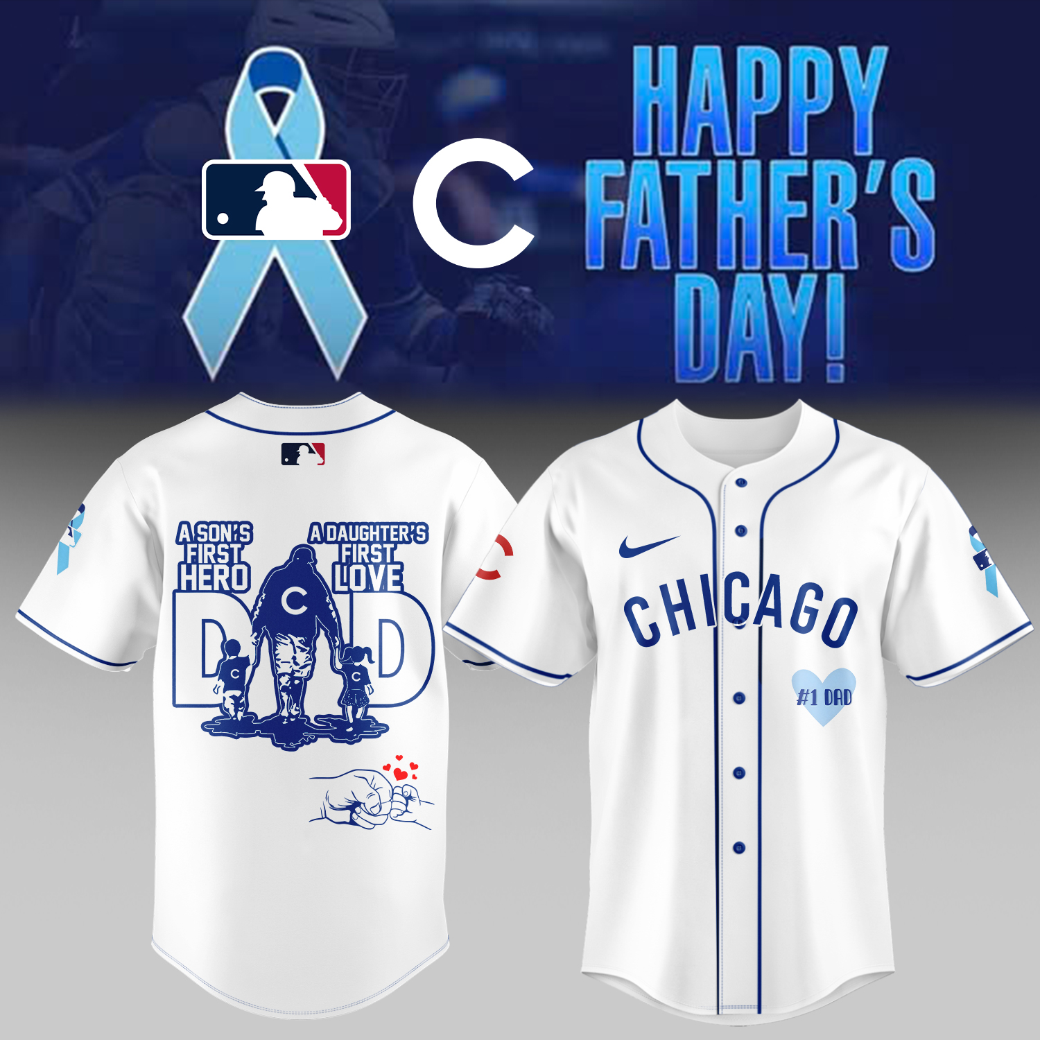 Chicago Cubs x Happy Fathers Day Baseball Jersey For Sport Teams Fans