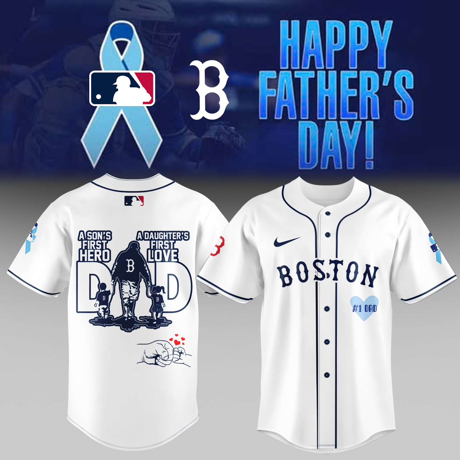 Boston Red Sox x Happy Fathers Day Baseball Jersey For Sport Teams Fans