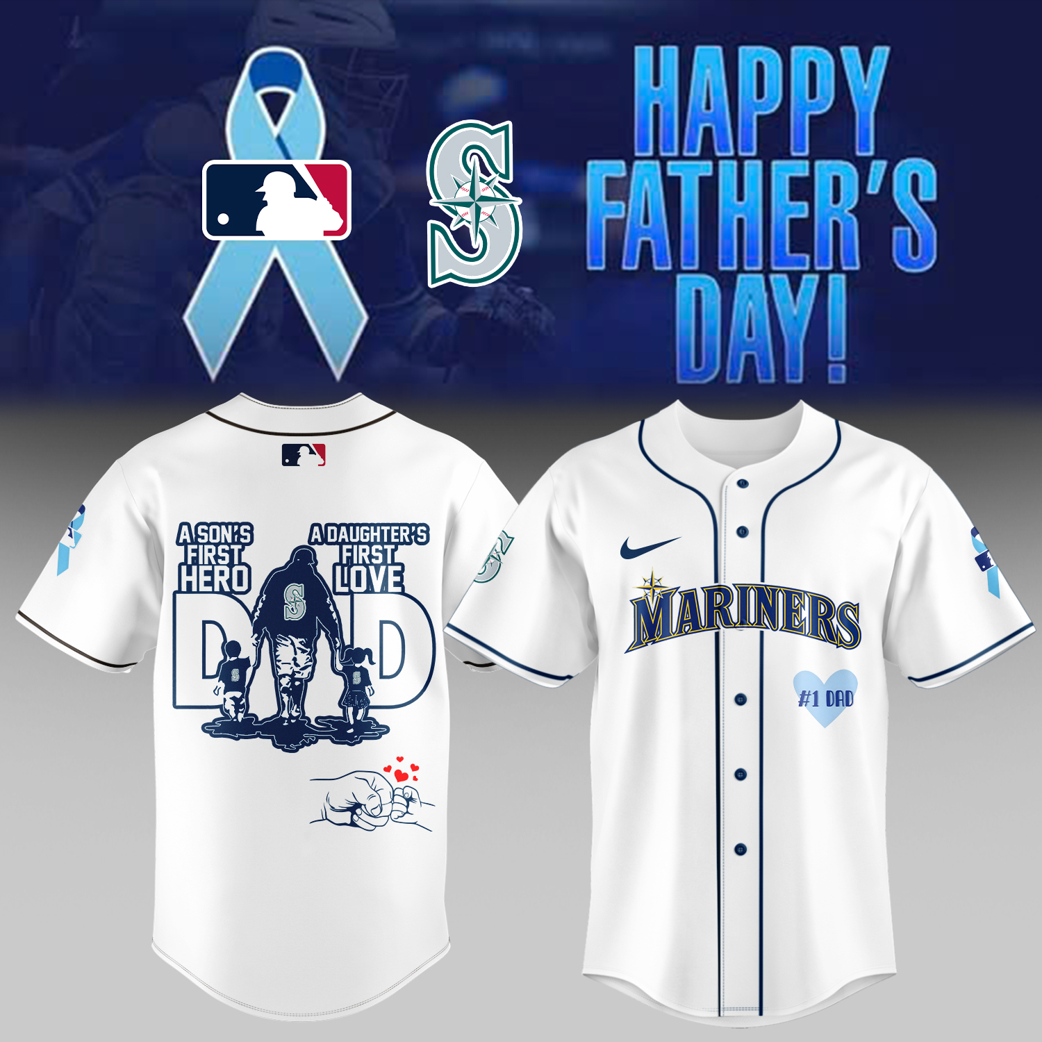 Seattle Mariners x Happy Fathers Day Baseball Jersey For Sport Teams Fans