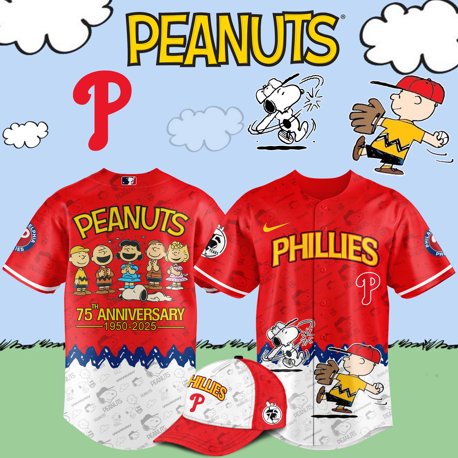 Philadelphia Phillies x Snoopy Peanuts Baseball Jersey For Sport Teams Fans