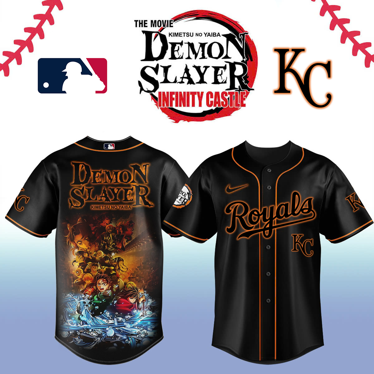 Kansas City Royals x Demon Slayer Baseball Jersey For Sport Teams Fans