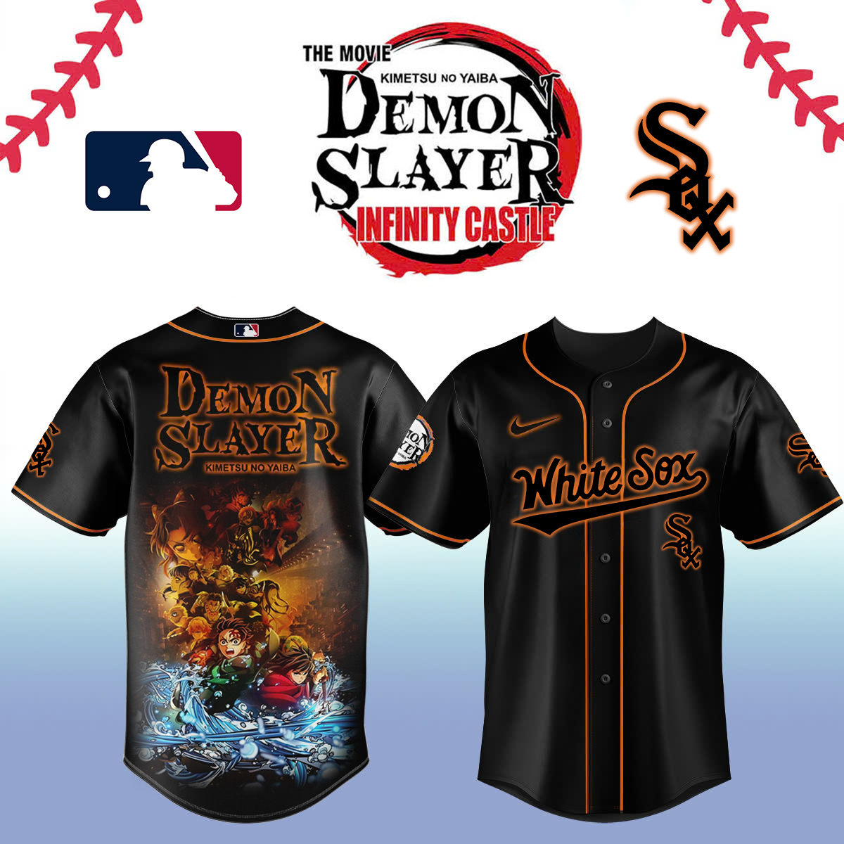 Chicago White Sox x Demon Slayer Baseball Jersey For Sport Teams Fans