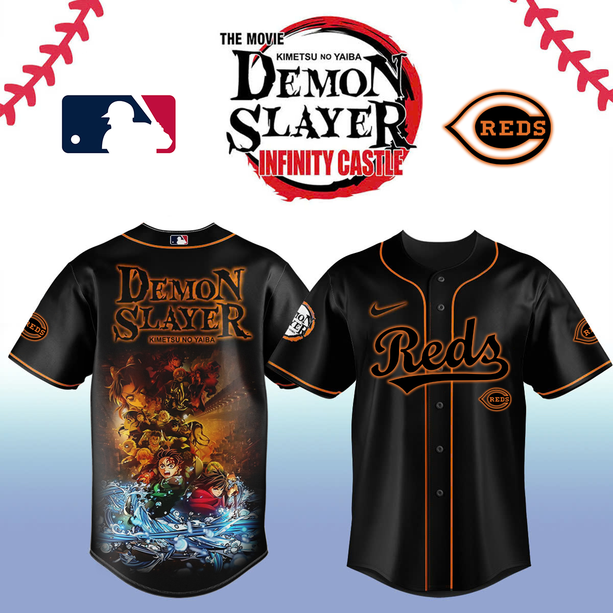 Cincinnati Reds x Demon Slayer Baseball Jersey For Sport Teams Fans
