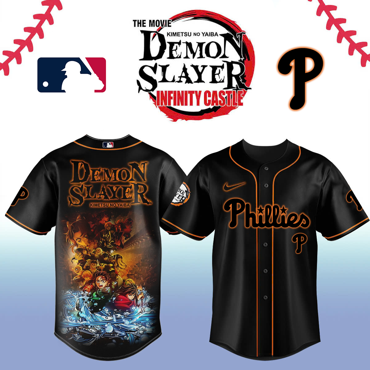 Philadelphia Phillies x Demon Slayer Baseball Jersey For Sport Teams Fans