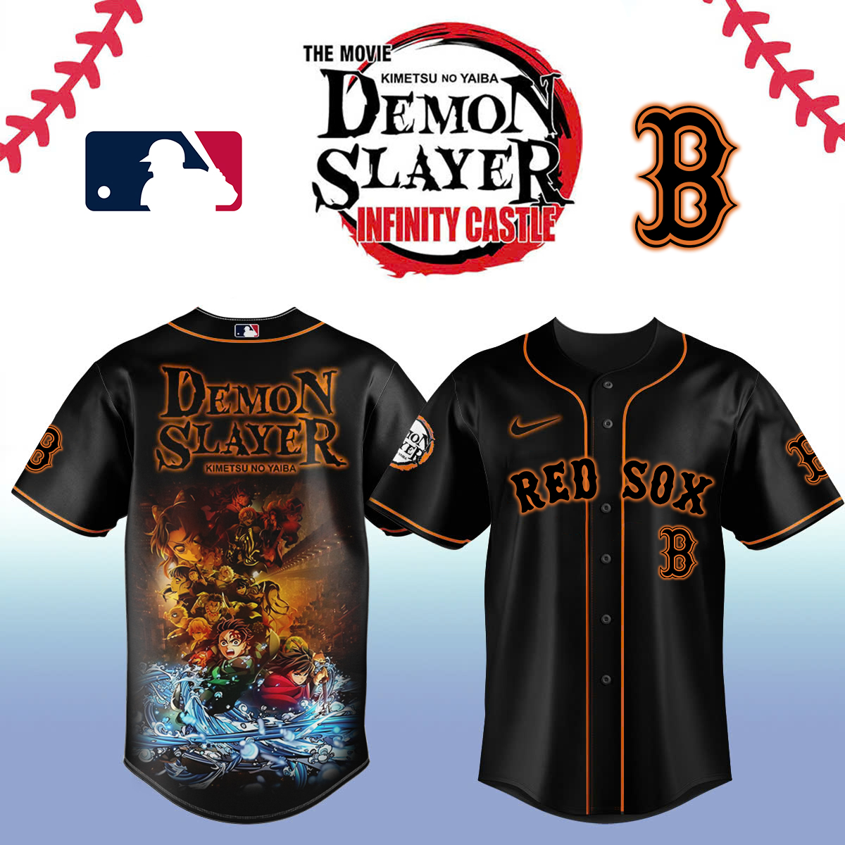 Boston Red Sox x Demon Slayer Baseball Jersey For Sport Teams Fans