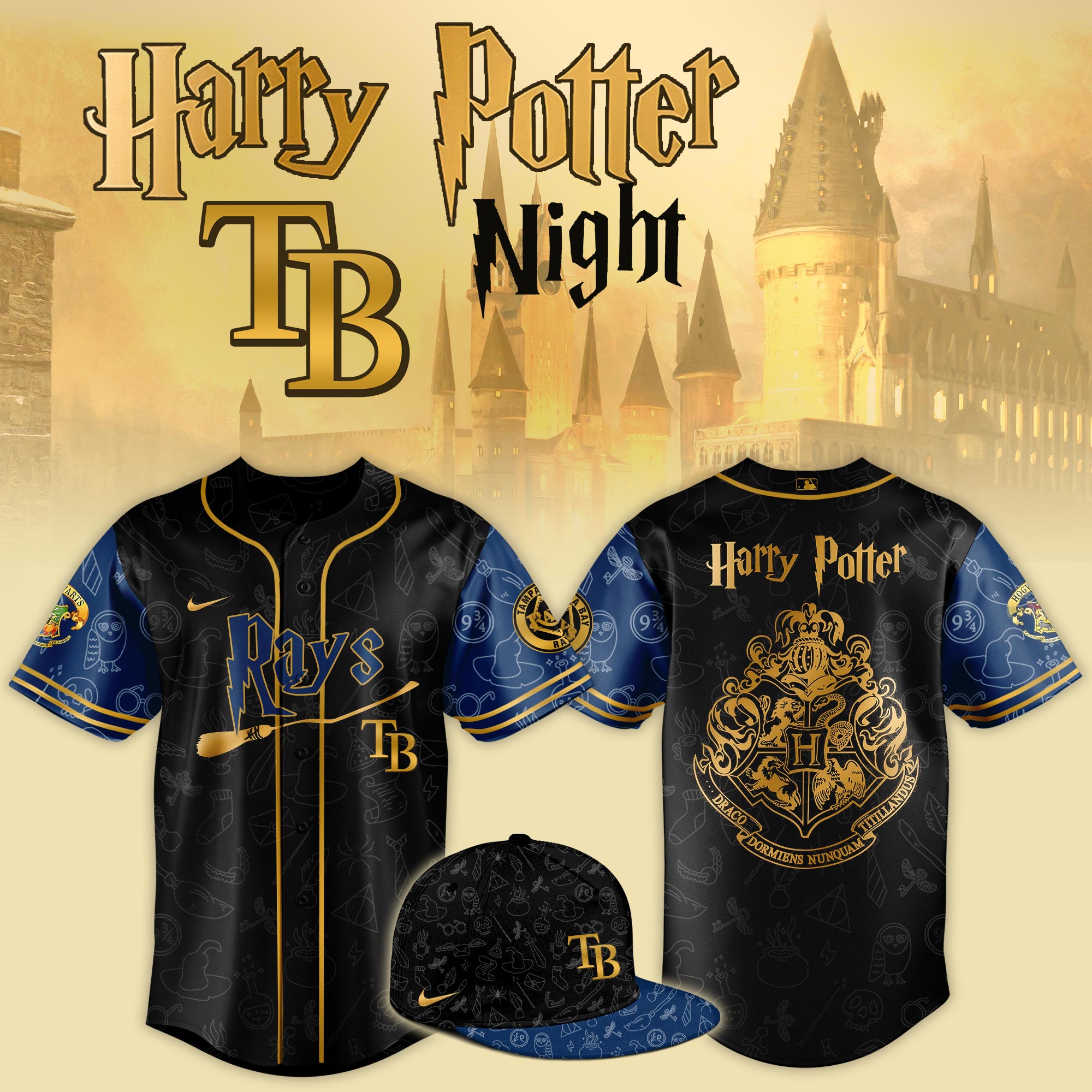 Tampa Bay Rays x Harry Potter Night Game Baseball Jersey For Sport Teams Fans