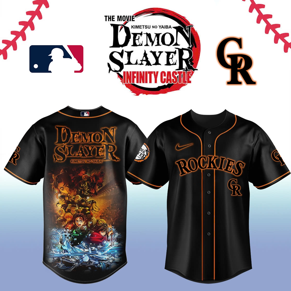 Colorado Rockies x Demon Slayer Baseball Jersey For Sport Teams Fans