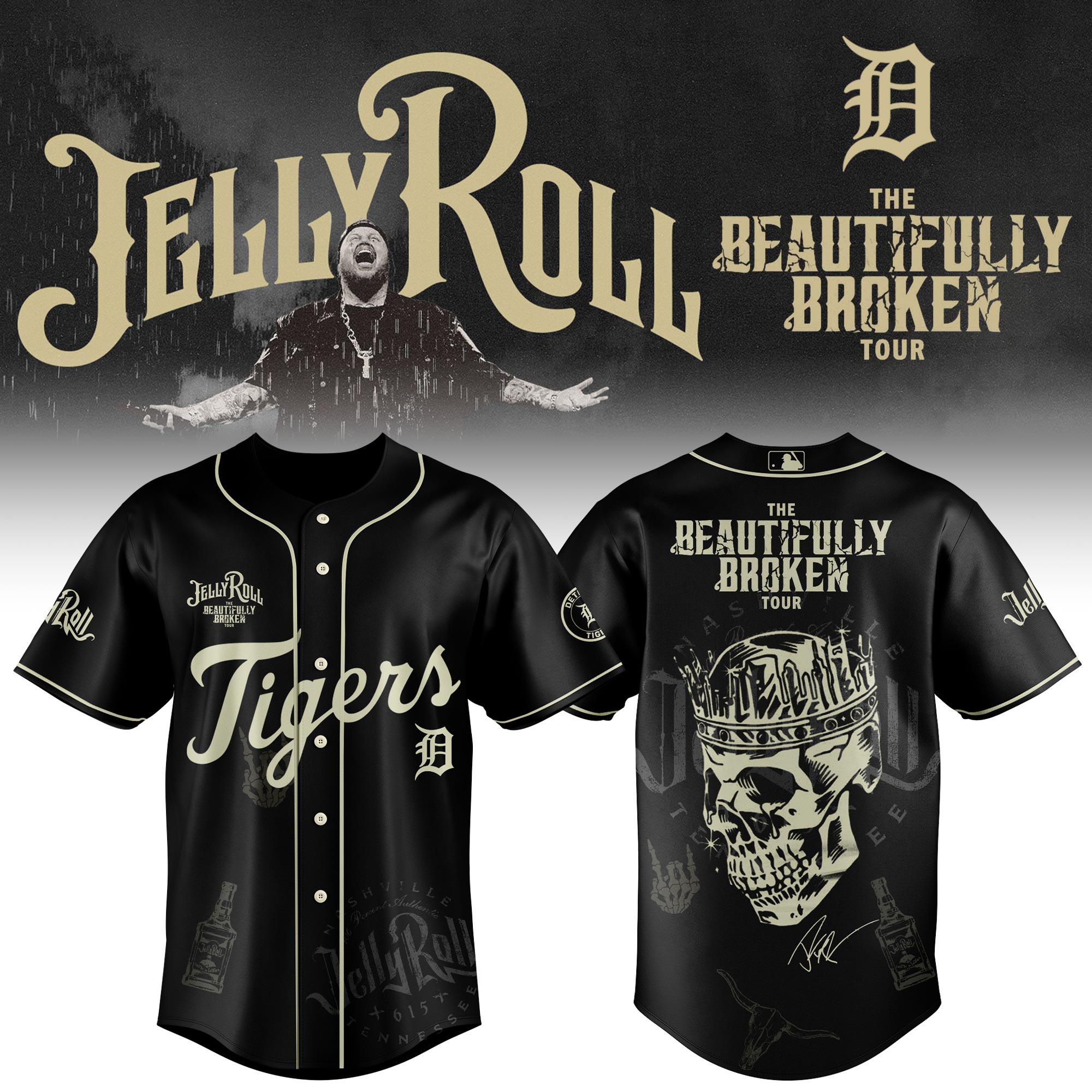 Detroit Tigers x Jelly Roll Baseball Jersey For Sport Teams Fans