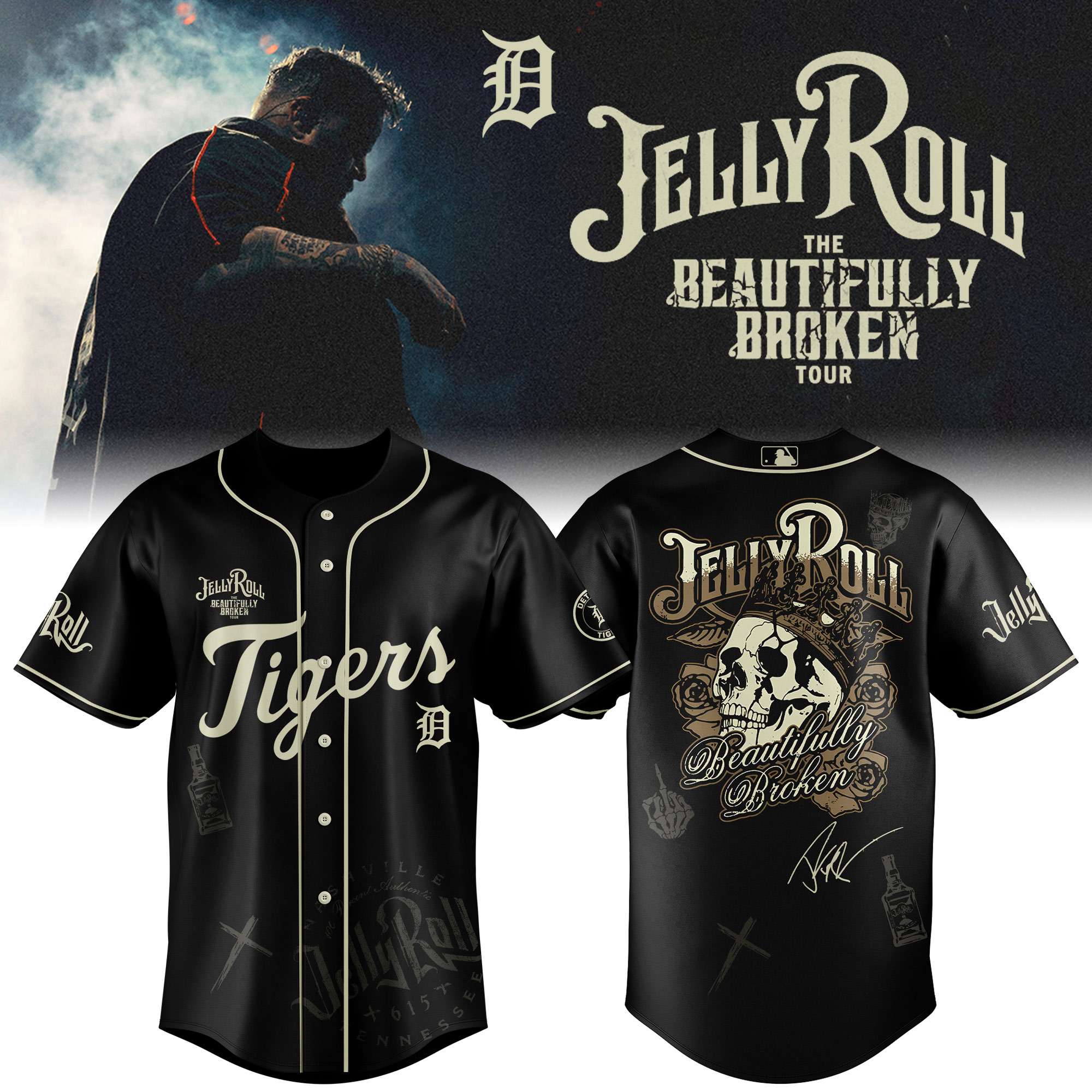 Detroit Tigers x Jelly Roll Baseball Jersey For Sport Teams Fans
