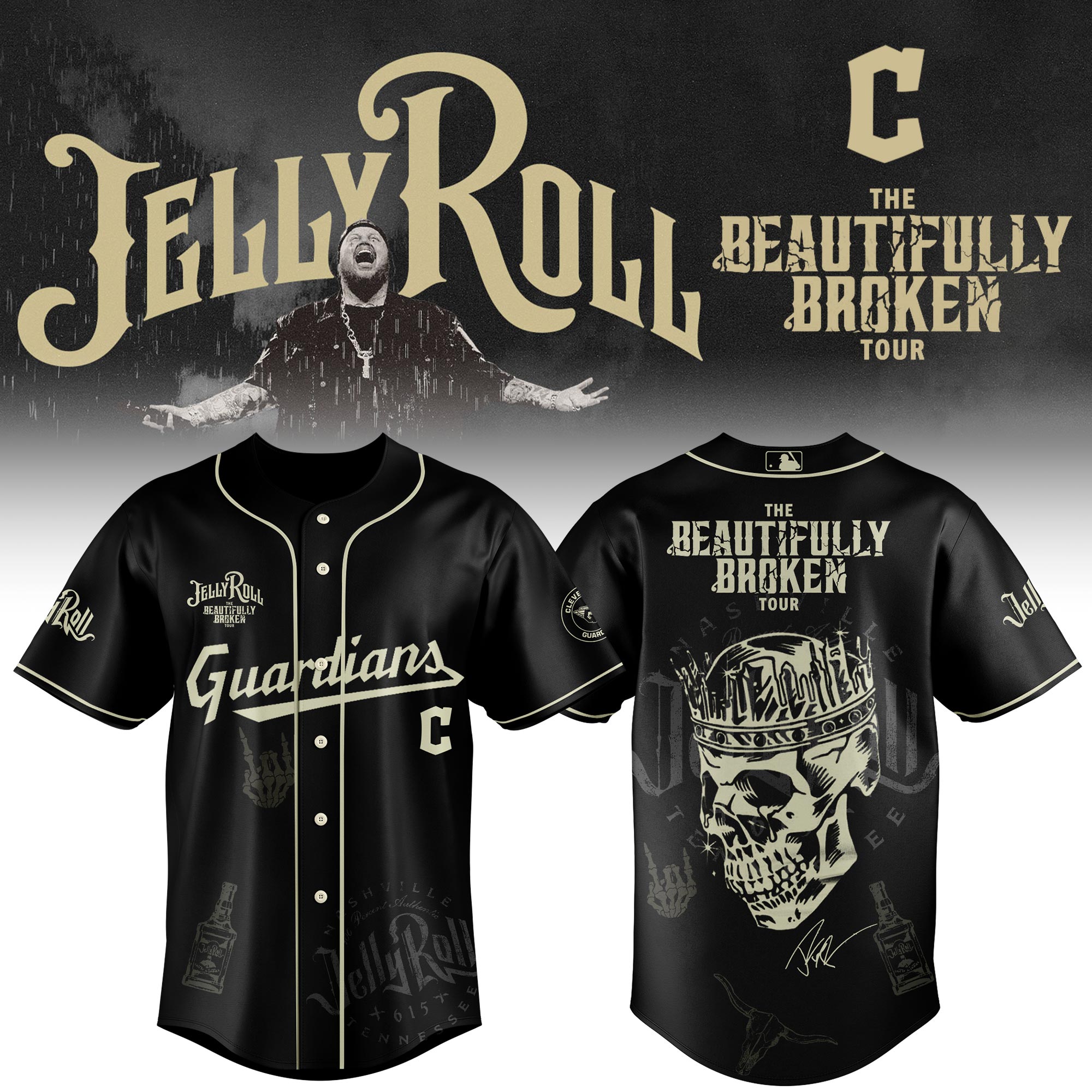 Cleveland Guardians x Jelly Roll Baseball Jersey For Sport Teams Fans
