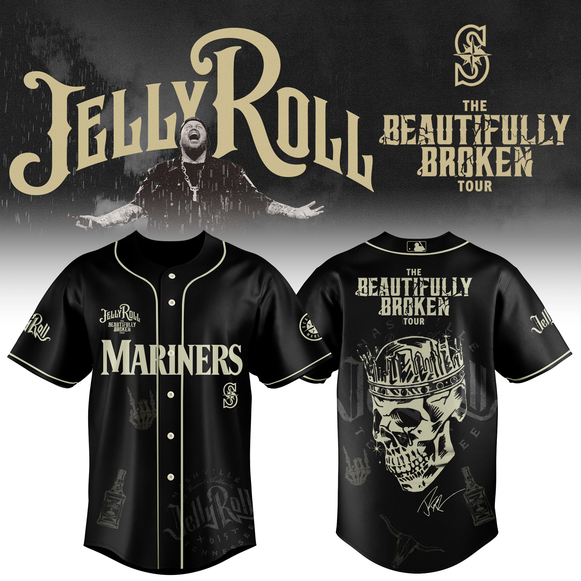 Seattle Mariners x Jelly Roll Baseball Jersey For Sport Teams Fans