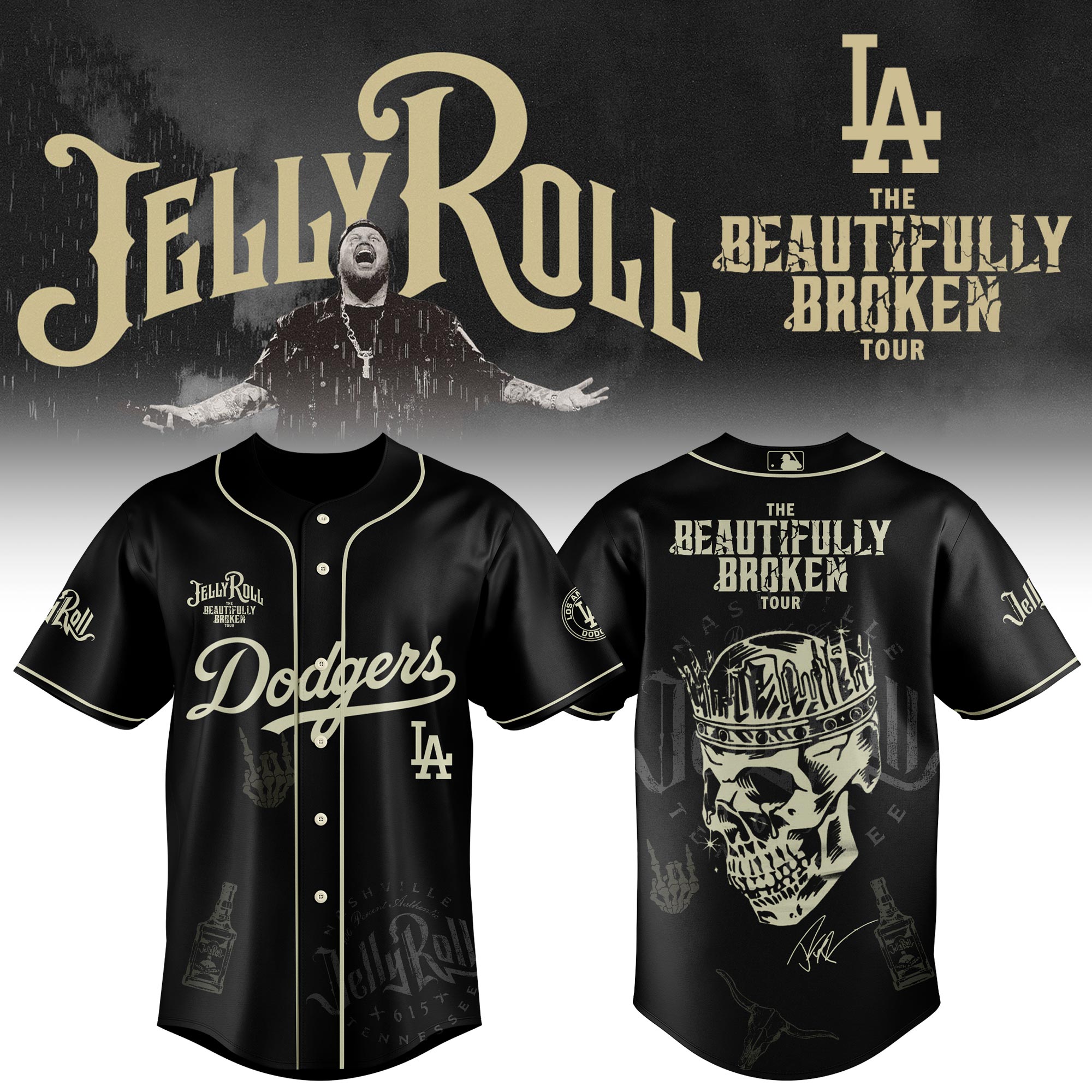 Los Angeles Dodgers x Jelly Roll Baseball Jersey For Sport Teams Fans