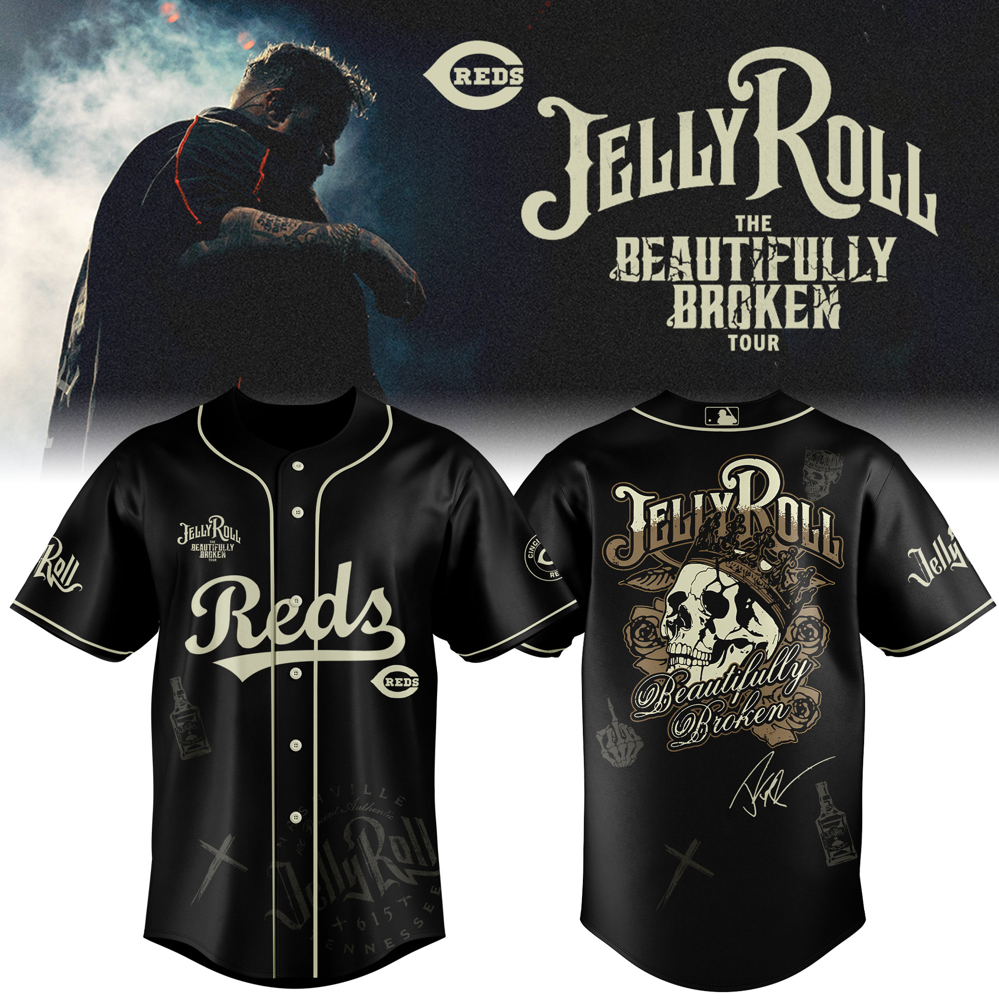 Cincinnati Reds x Jelly Roll Baseball Jersey For Sport Teams Fans