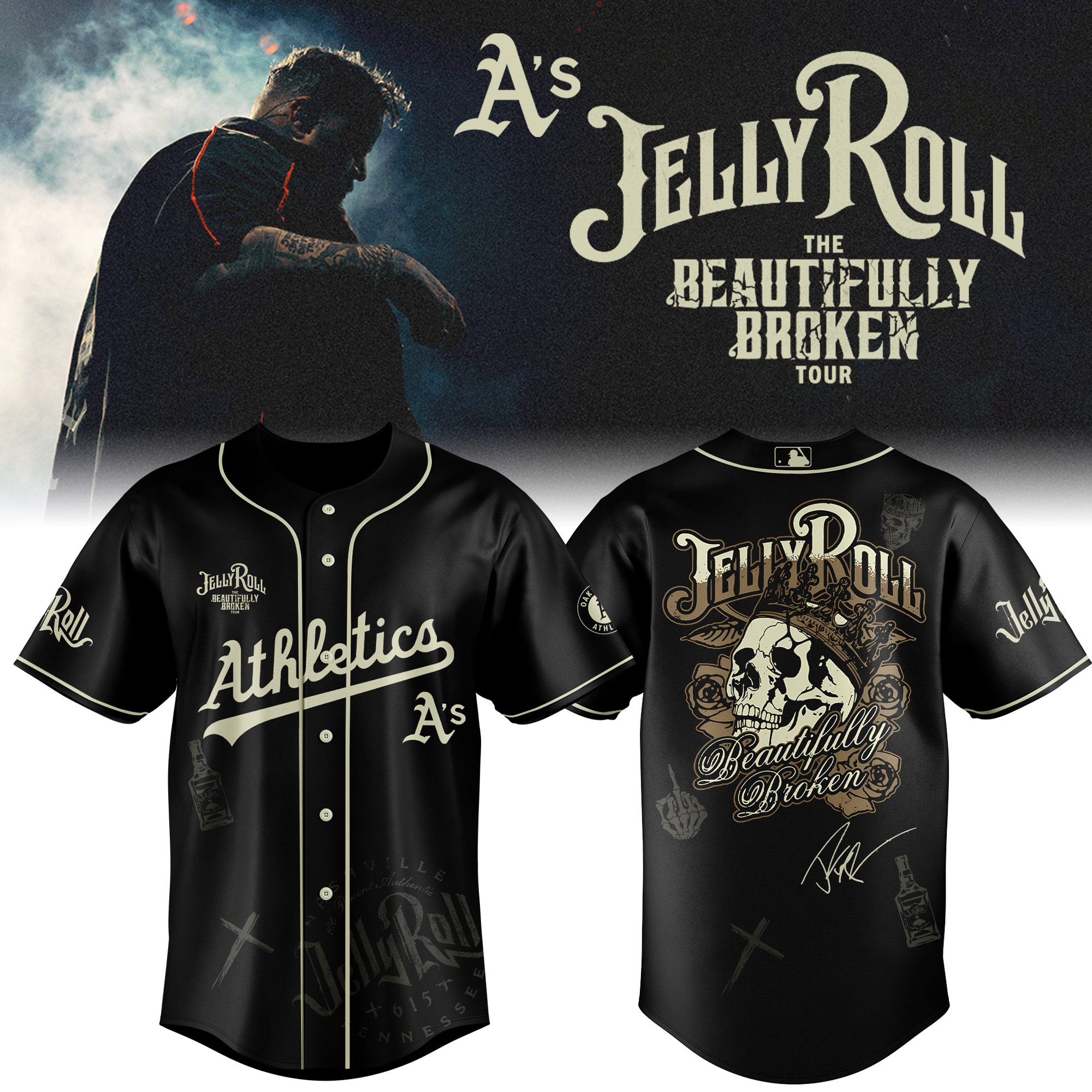 Oakland Athletics x Jelly Roll Baseball Jersey For Sport Teams Fans