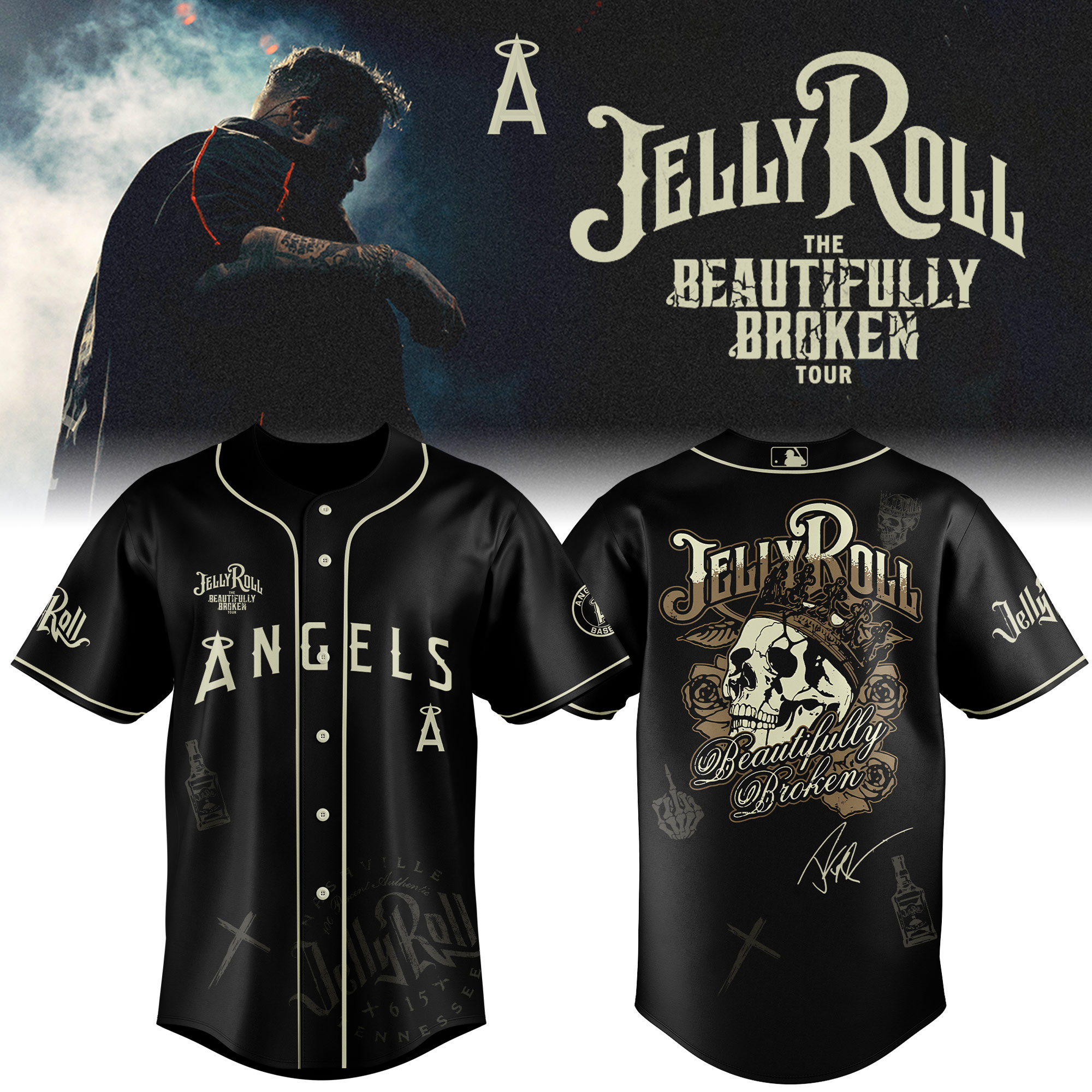 Los Angeles Angels x Jelly Roll Baseball Jersey For Sport Teams Fans