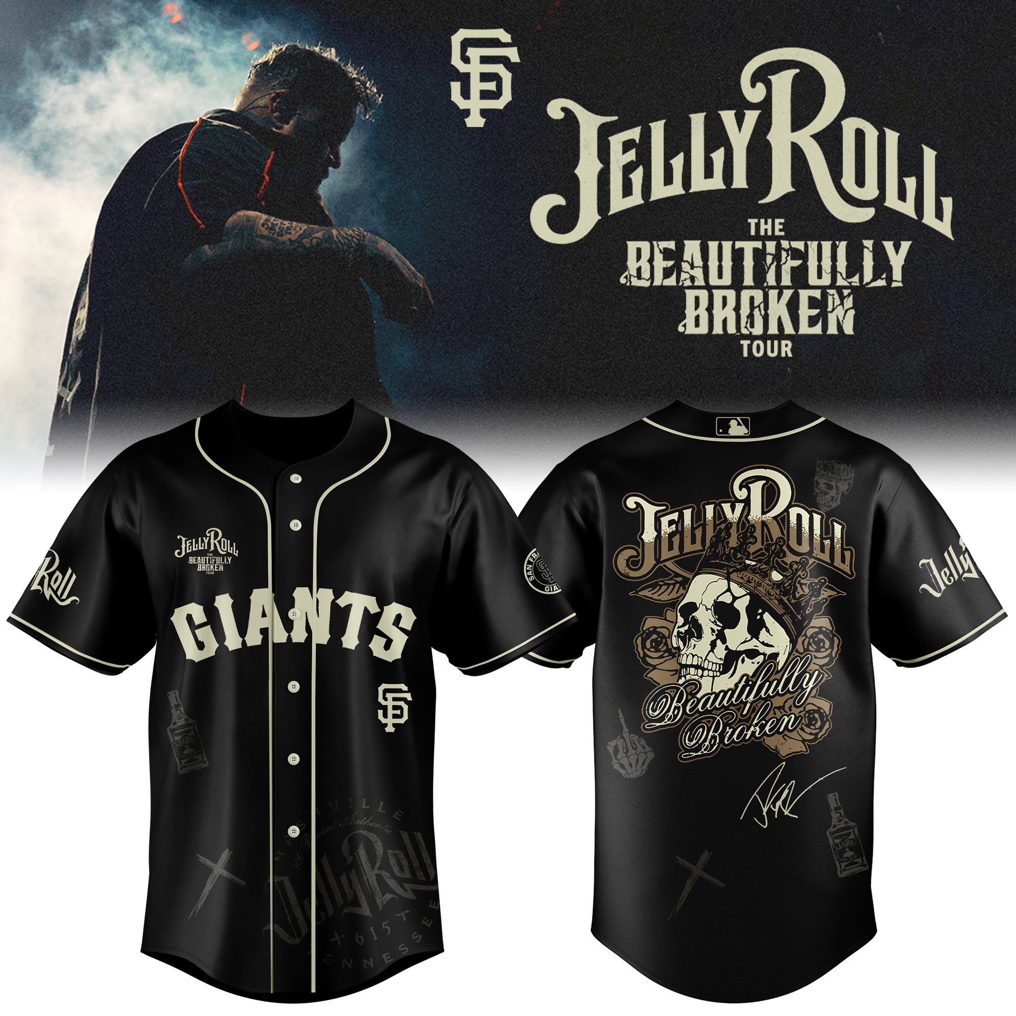 San Francisco Giants x Jelly Roll Baseball Jersey For Sport Teams Fans