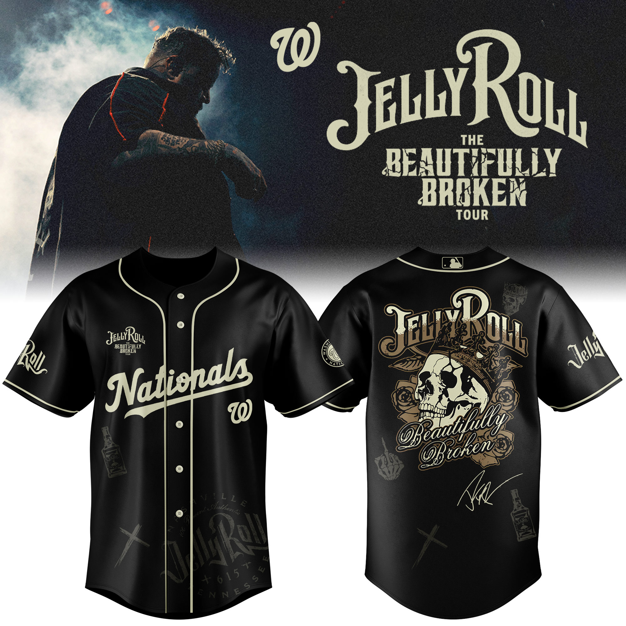 Washington Nationals x Jelly Roll Baseball Jersey For Sport Teams Fans