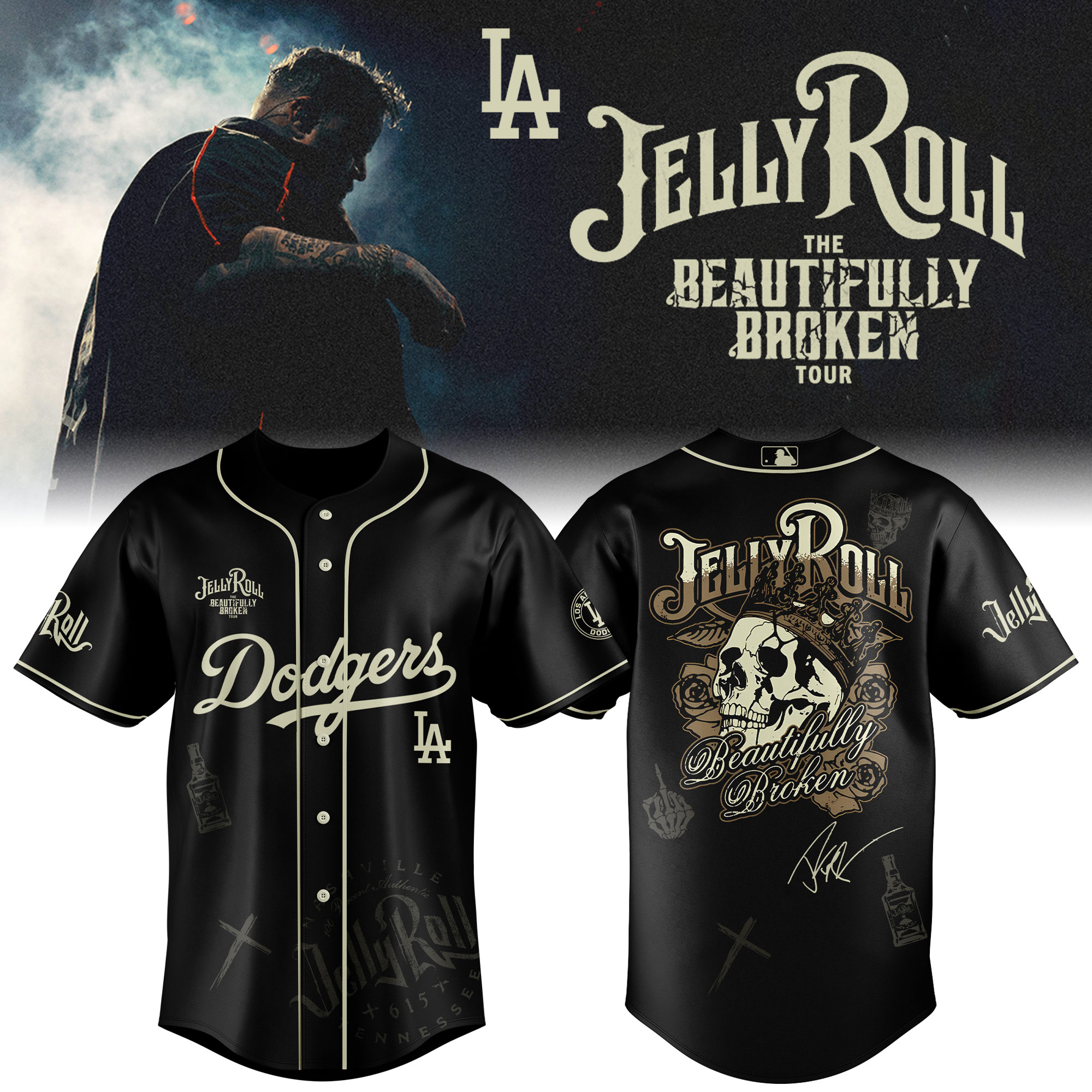 Los Angeles Dodgers x Jelly Roll Baseball Jersey For Sport Teams Fans