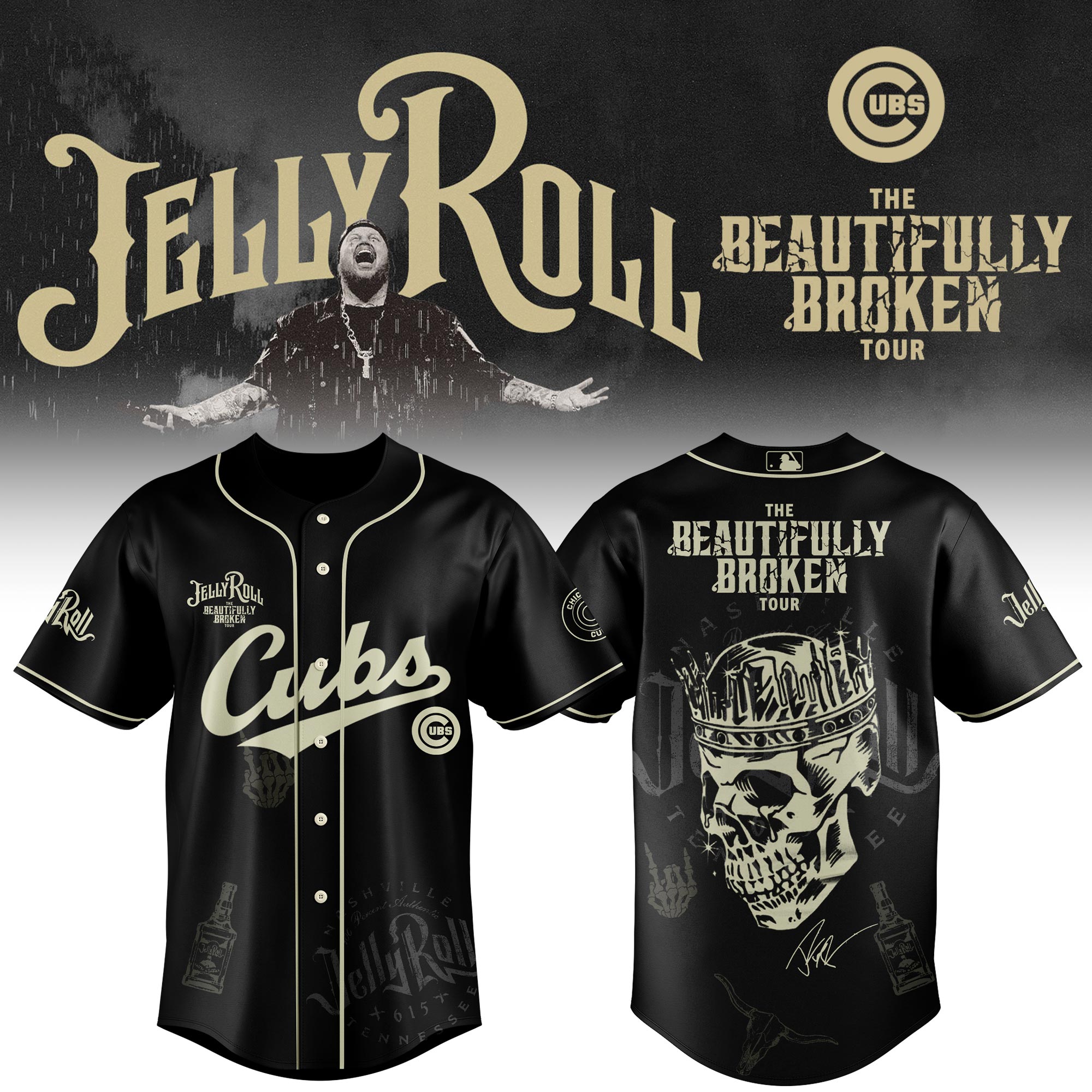 Chicago Cubs x Jelly Roll Baseball Jersey For Sport Teams Fans