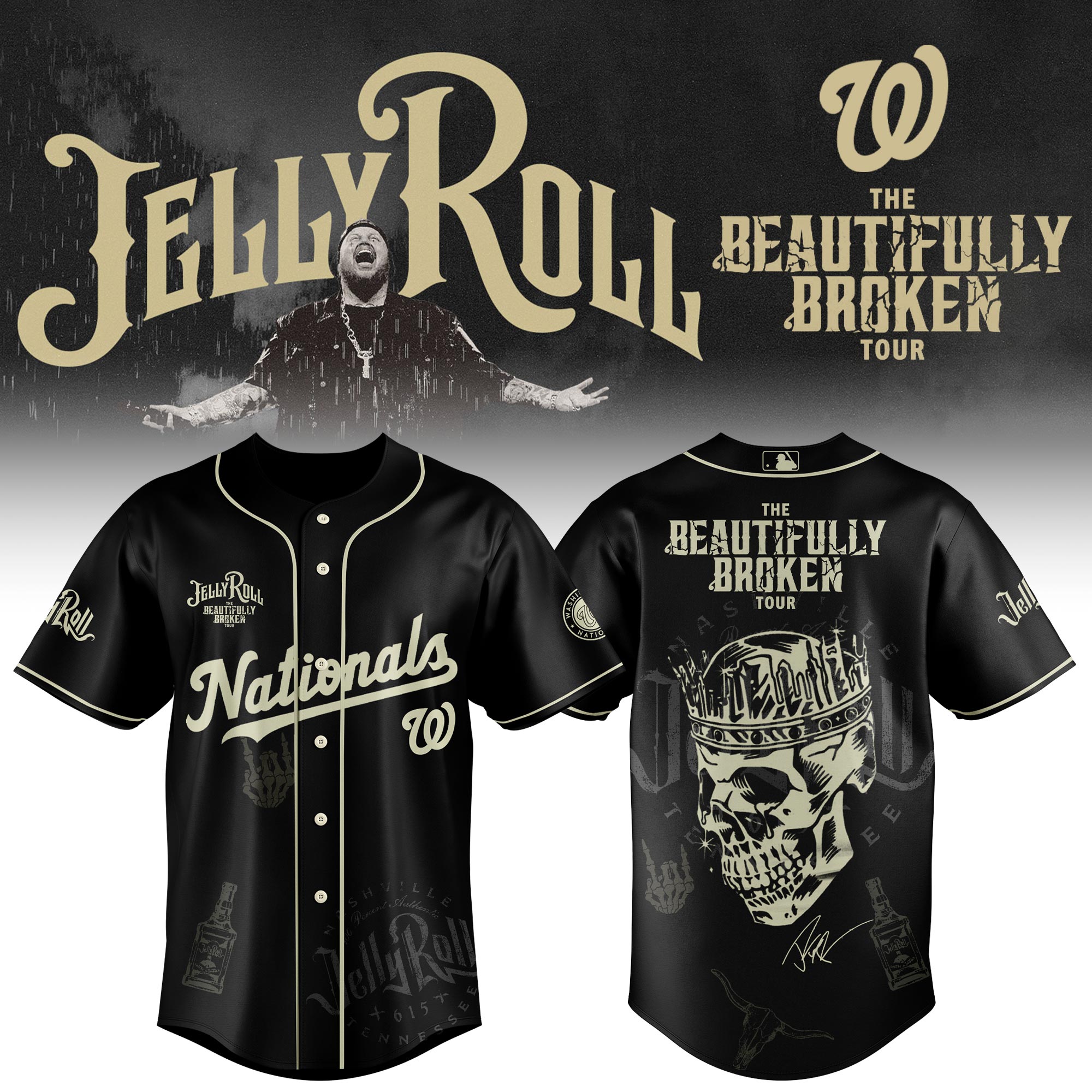 Washington Nationals x Jelly Roll Baseball Jersey For Sport Teams Fans