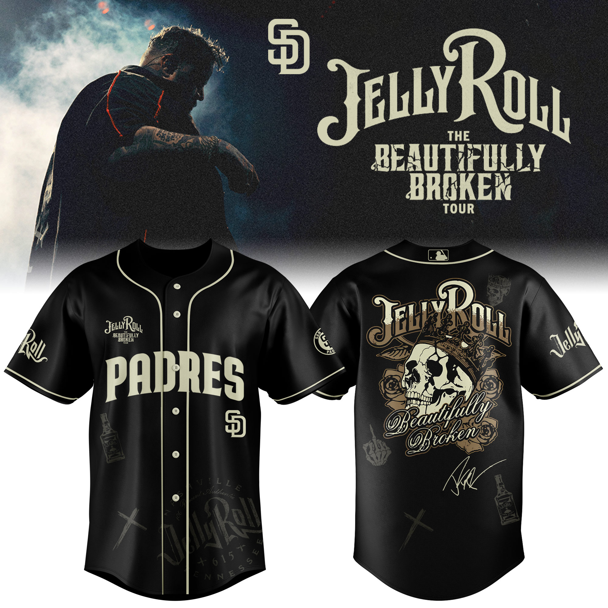 San Diego Padres x Jelly Roll Baseball Jersey For Sport Teams Fans