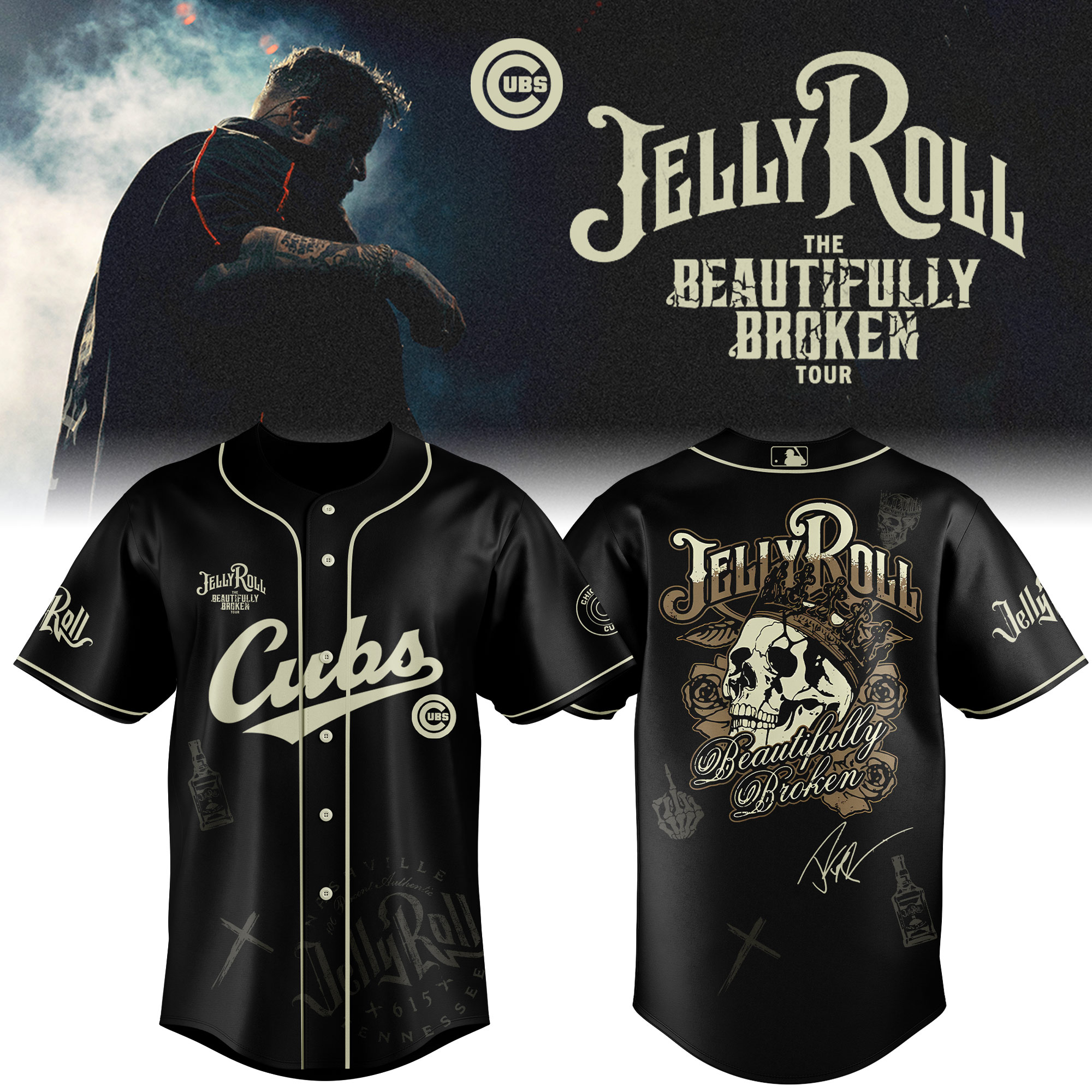 Chicago Cubs x Jelly Roll Baseball Jersey For Sport Teams Fans