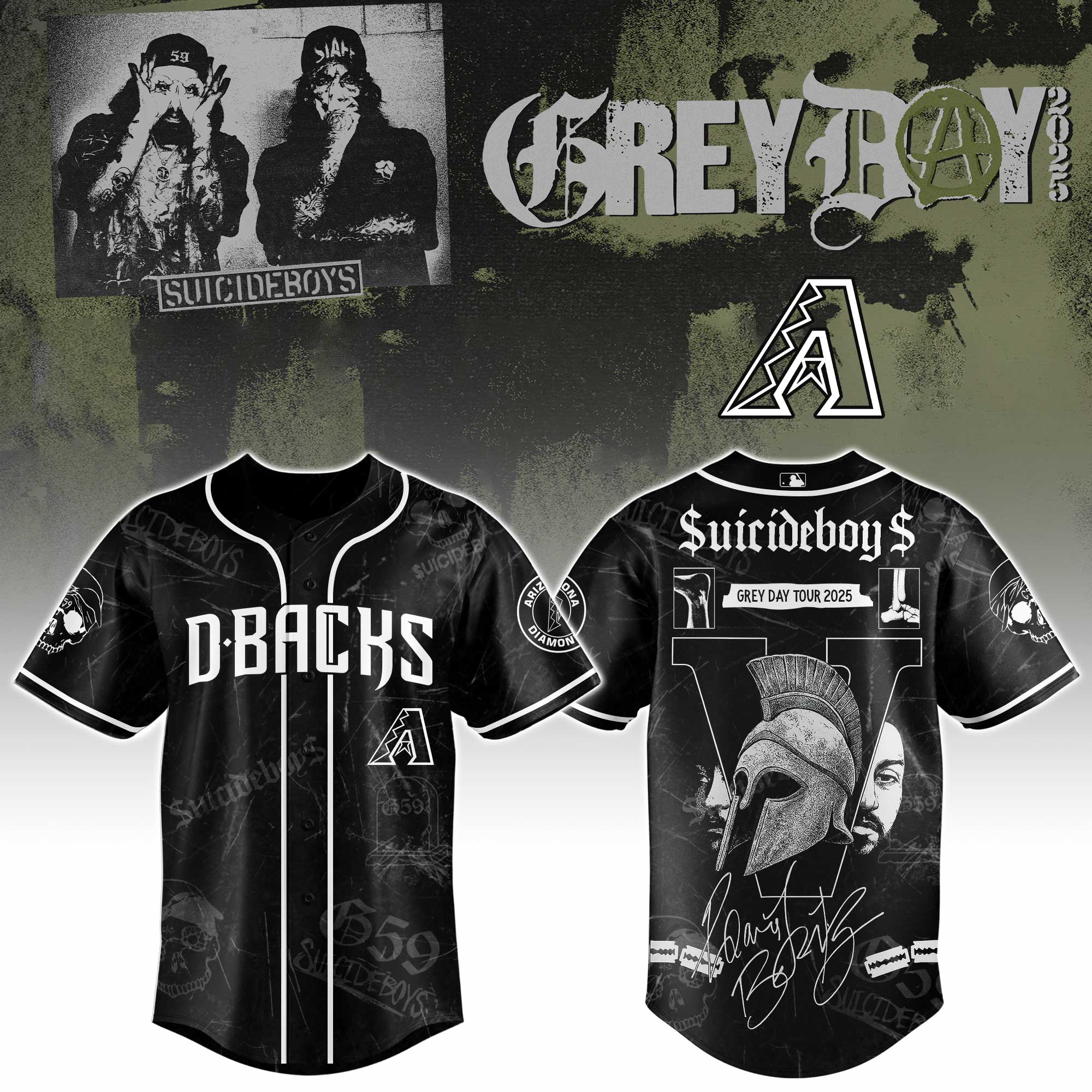 Arizona Diamondbacks x $uicideboy$ SuiBoys G59 Baseball Jersey For Sport Teams Fans