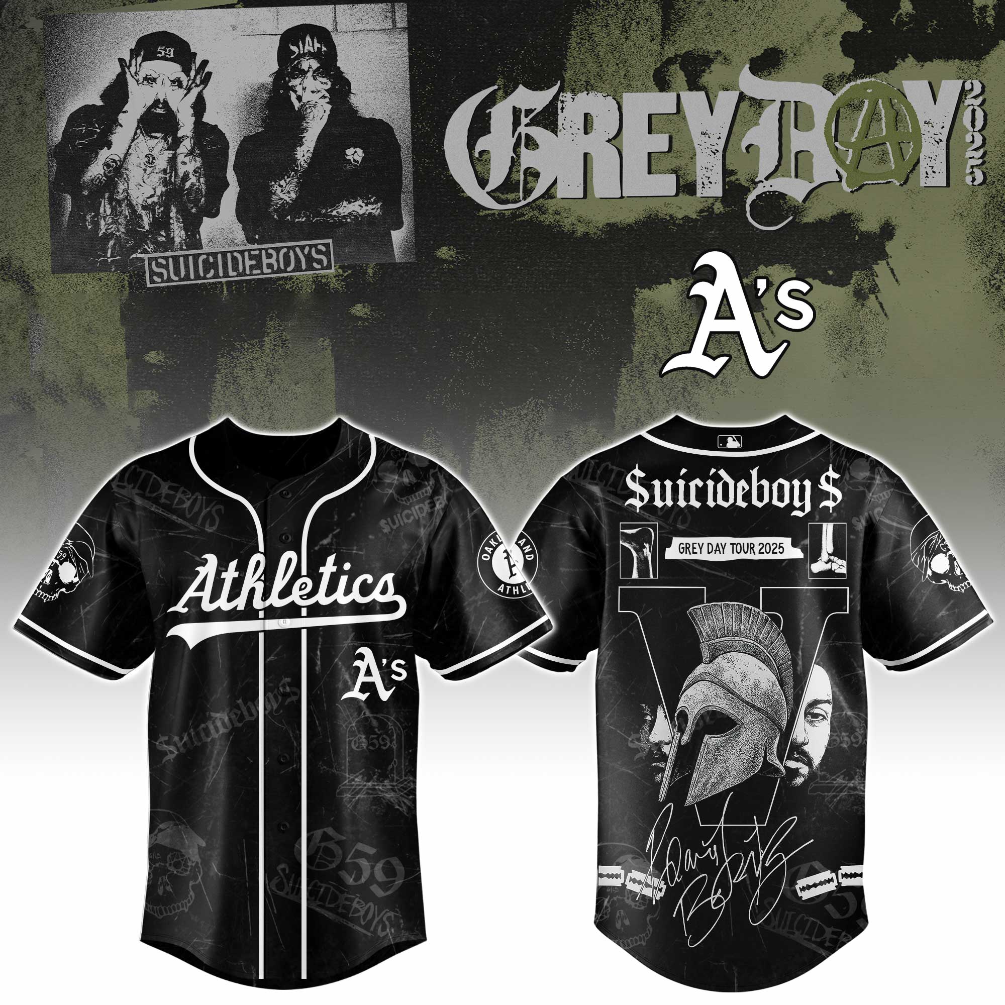 Oakland Athletics x $uicideboy$ SuiBoys G59 Baseball Jersey For Sport Teams Fans