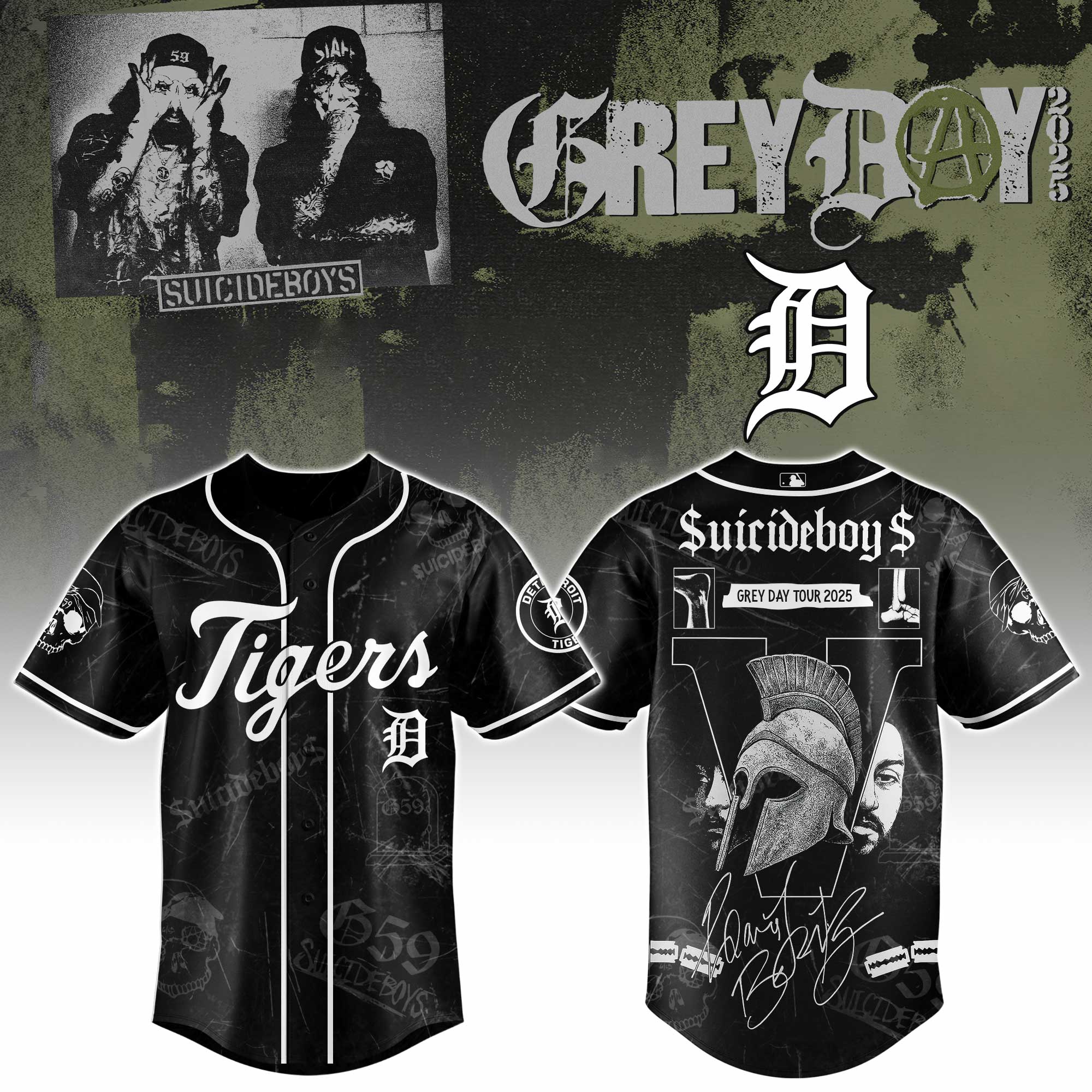 Detroit Tigers x $uicideboy$ SuiBoys G59 Baseball Jersey For Sport Teams Fans