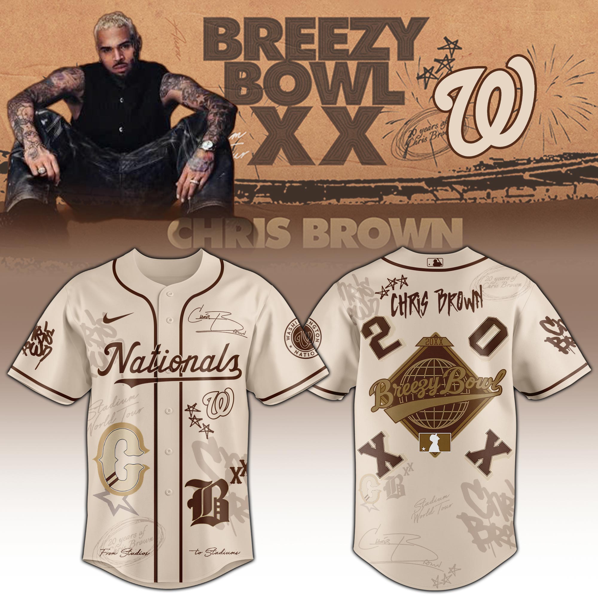 Washington Nationals x Chris Brown Breezy Bowl XX 11:11 Baseball Jersey For Sport Teams Fans
