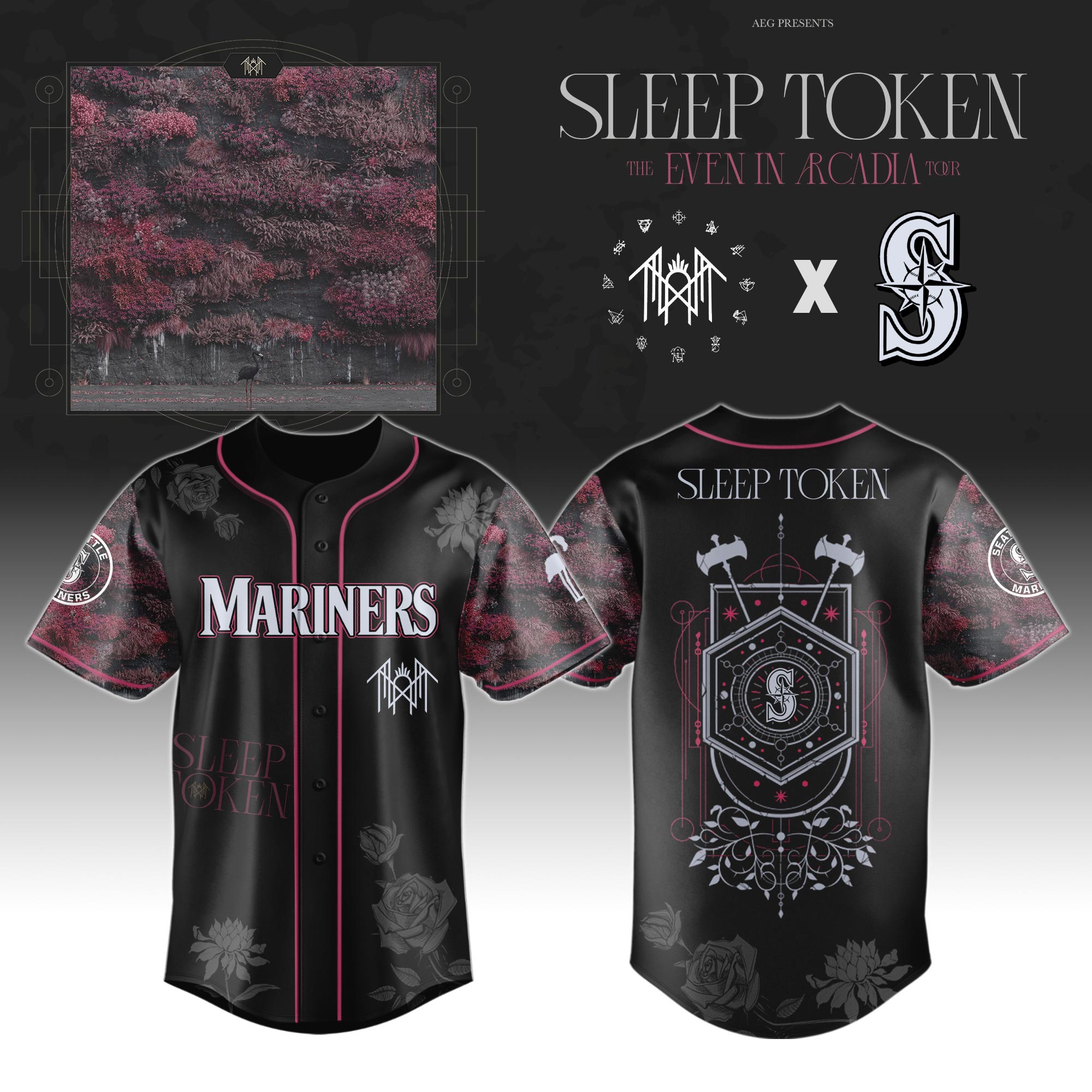 Seattle Mariners x Sleep Token Even in Arcadia Tour 2025 Baseball Jersey For Sport Teams Fans