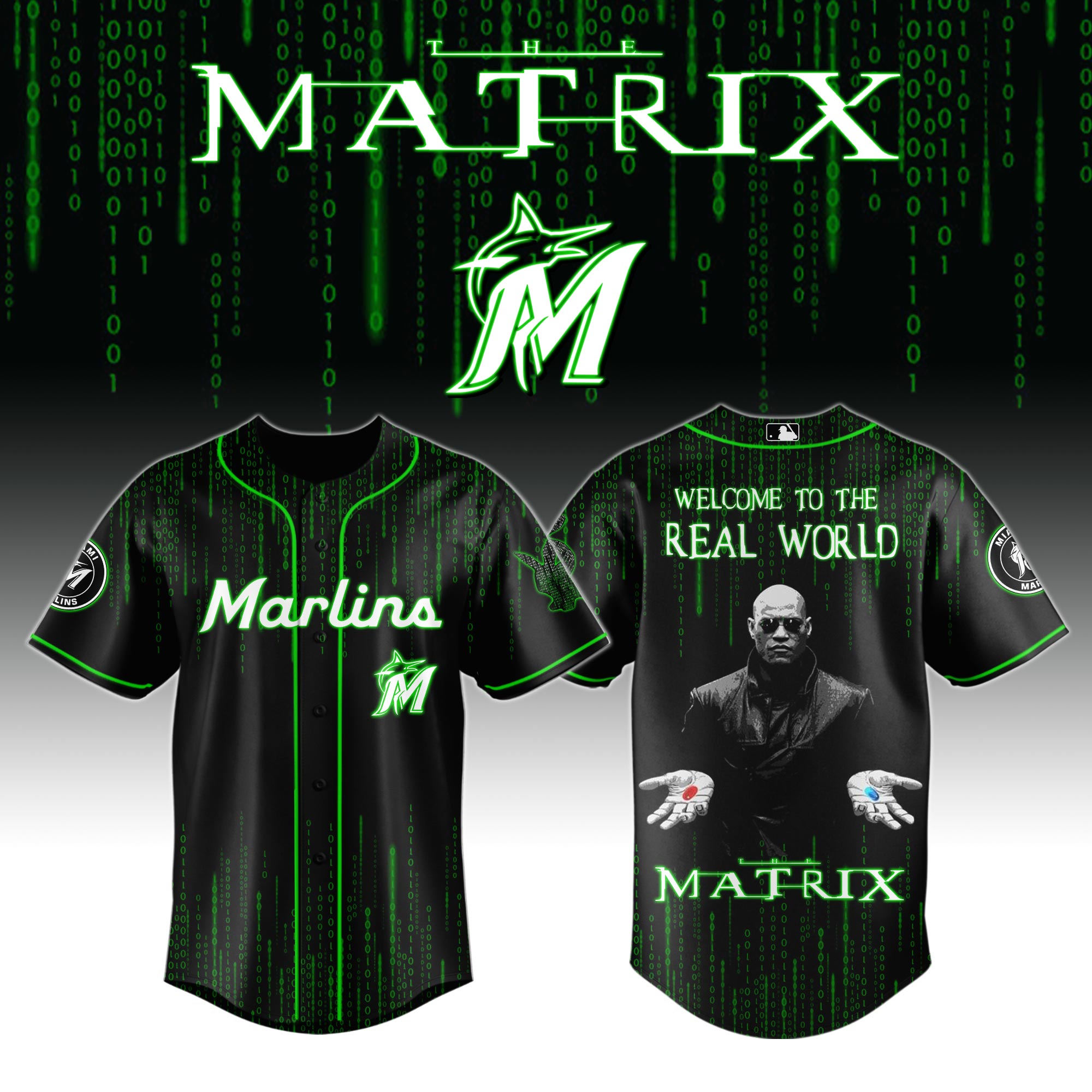 Miami Marlins x The Matrix Baseball Jersey For Sport Teams Fans