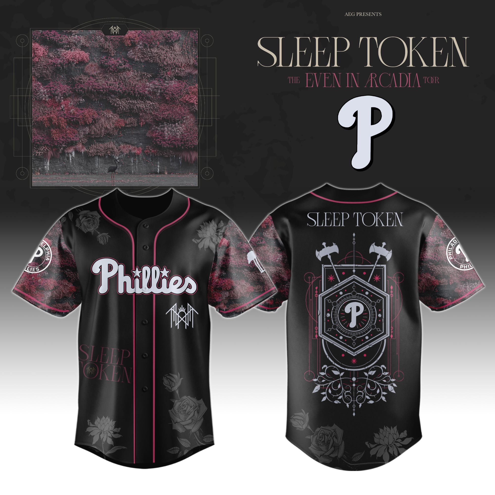 Philadelphia Phillies x Sleep Token Even in Arcadia Tour 2025 Baseball Jersey For Sport Teams Fans