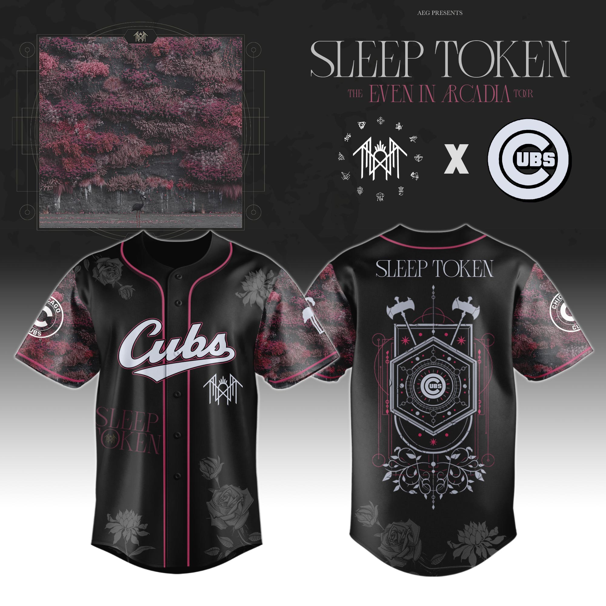 Chicago Cubs x Sleep Token Even in Arcadia Tour 2025 Baseball Jersey For Sport Teams Fans
